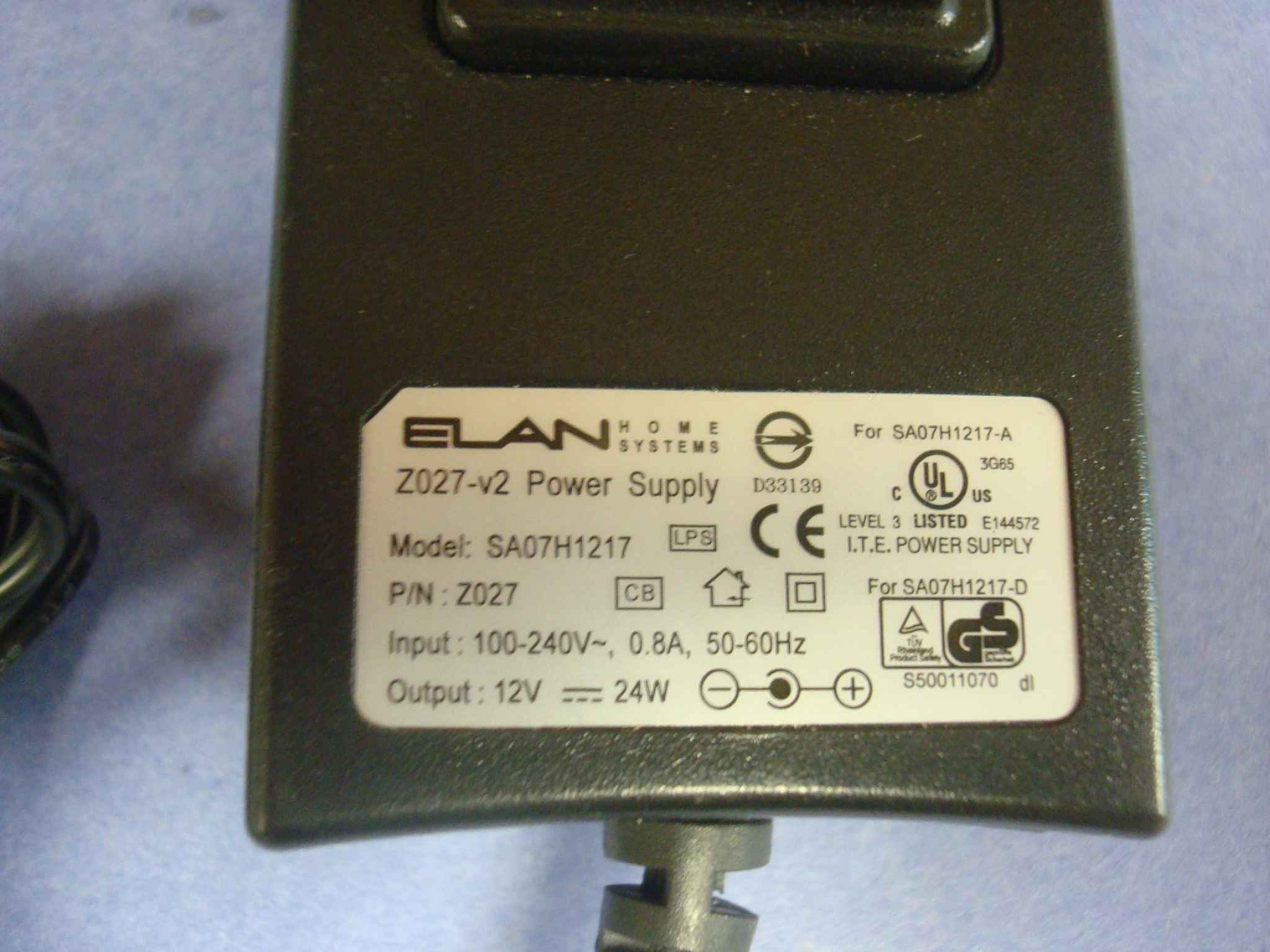 ELAN DIGITAL SYSTEMS LTD Z027-V2 CLONE AC ADAPTER 12V 24W OD:5.5MM ID:2.1MM, NEGATIVE CENTER, POSITIVE OUTSIDE POLE