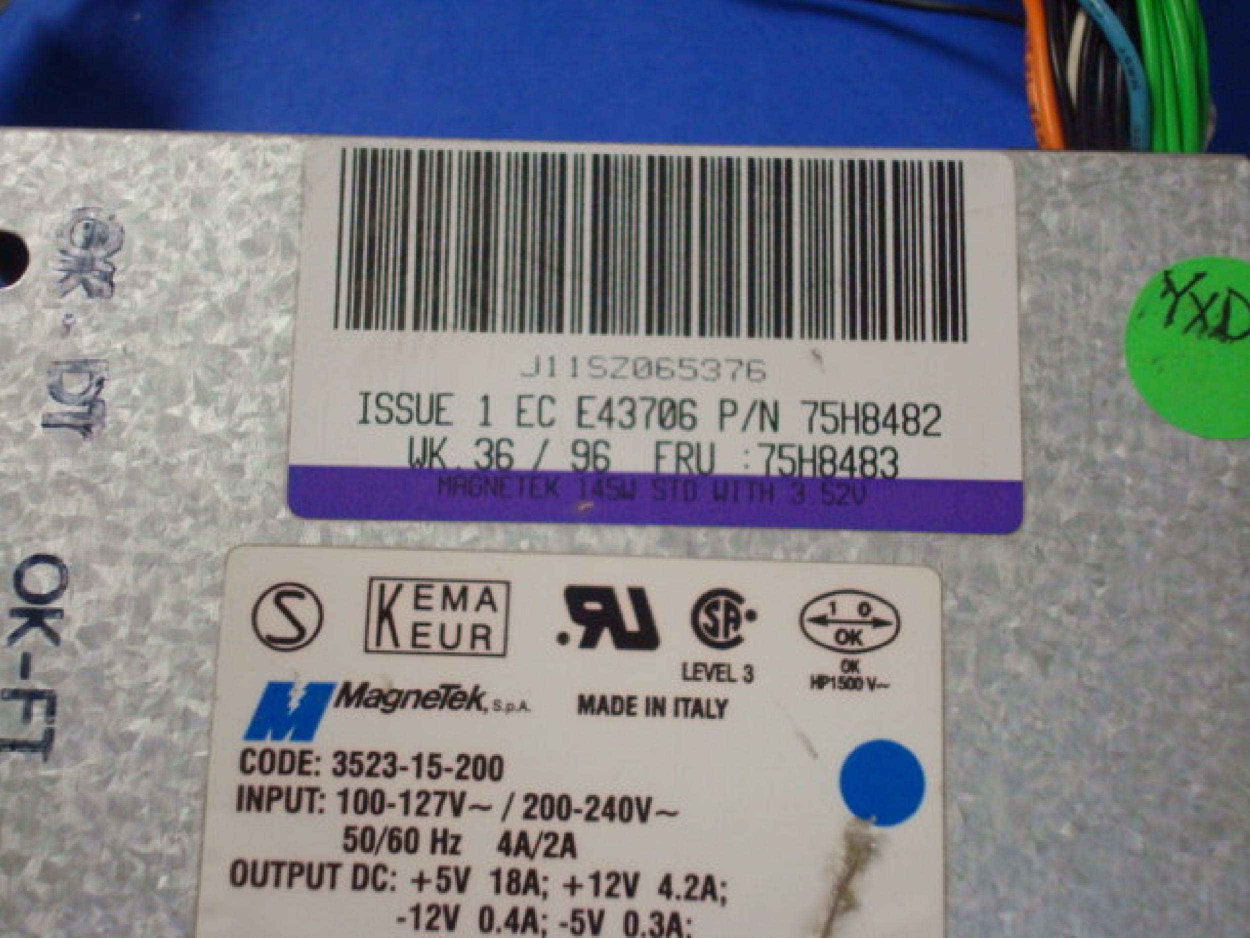 IBM 75H8483 147W POWER SUPPLY WITH P1,P2,P10,P11 CONNECTORS