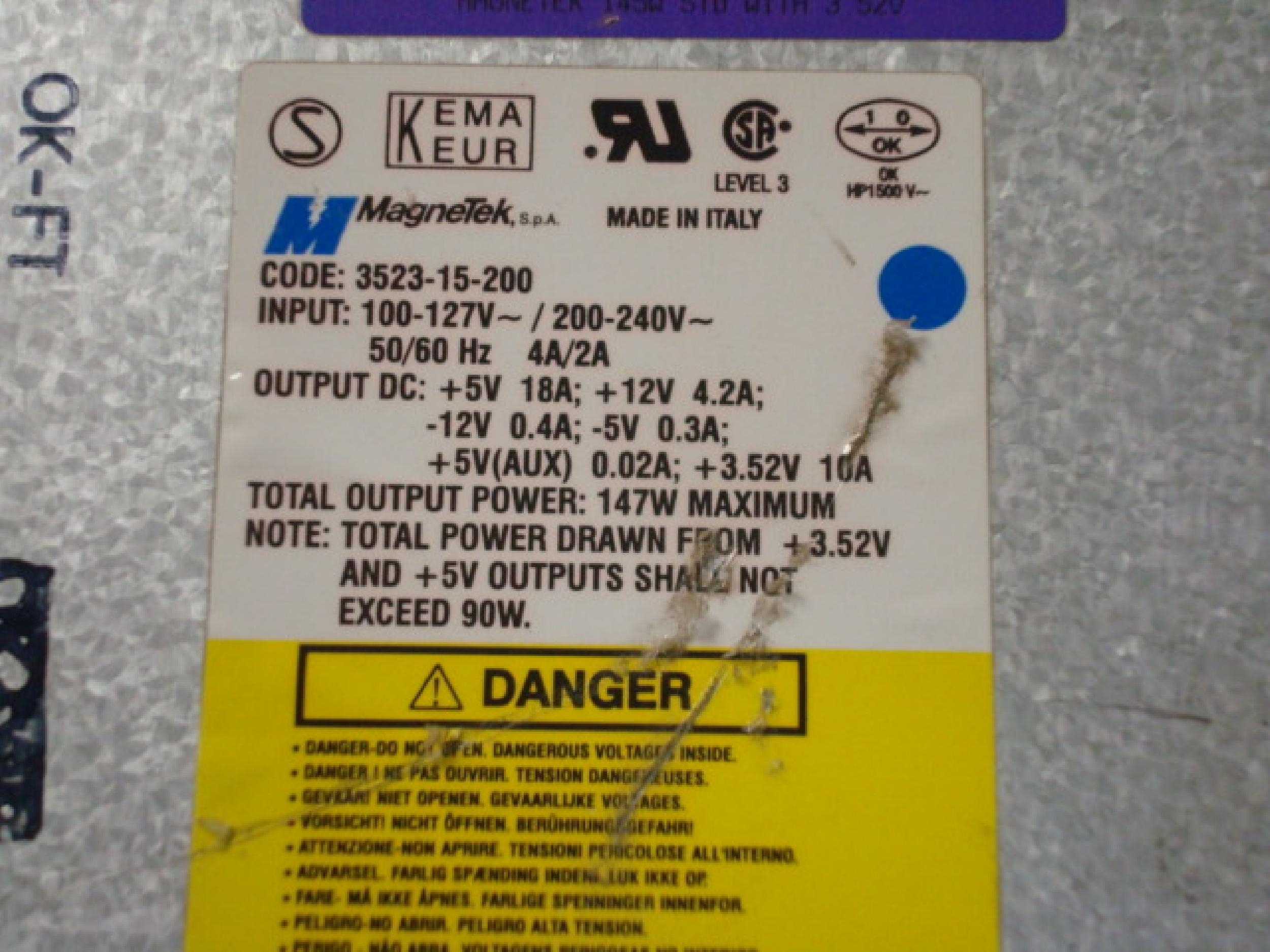 IBM 75H8483 147W POWER SUPPLY WITH P1,P2,P10,P11 CONNECTORS