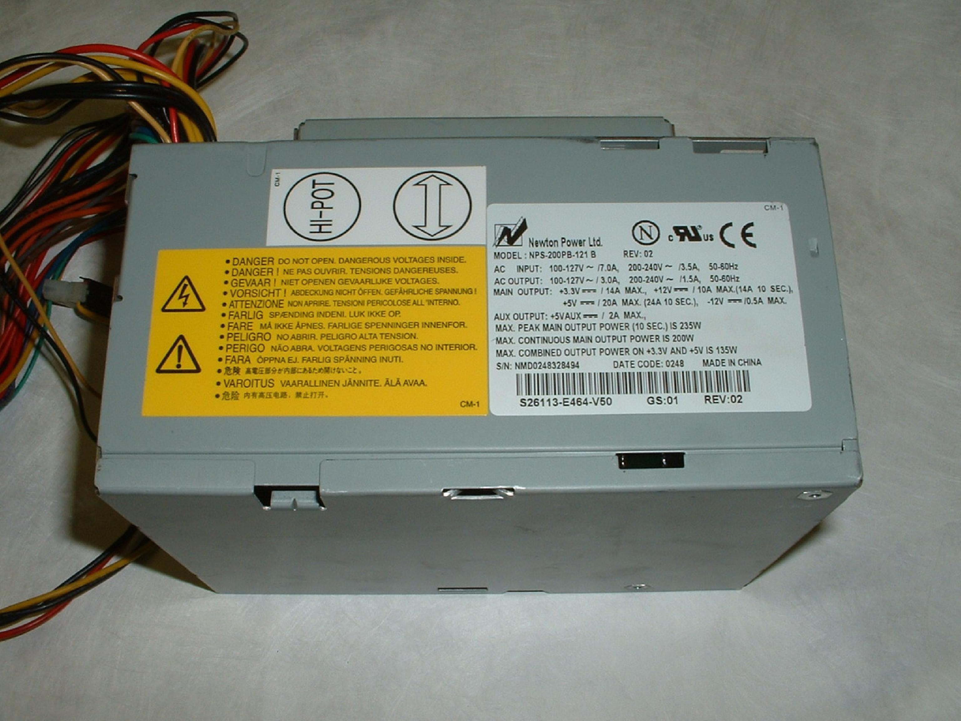 NEWTON POWER LTD NPS-200PB-121 B 200W ATX POWER SUPPLY