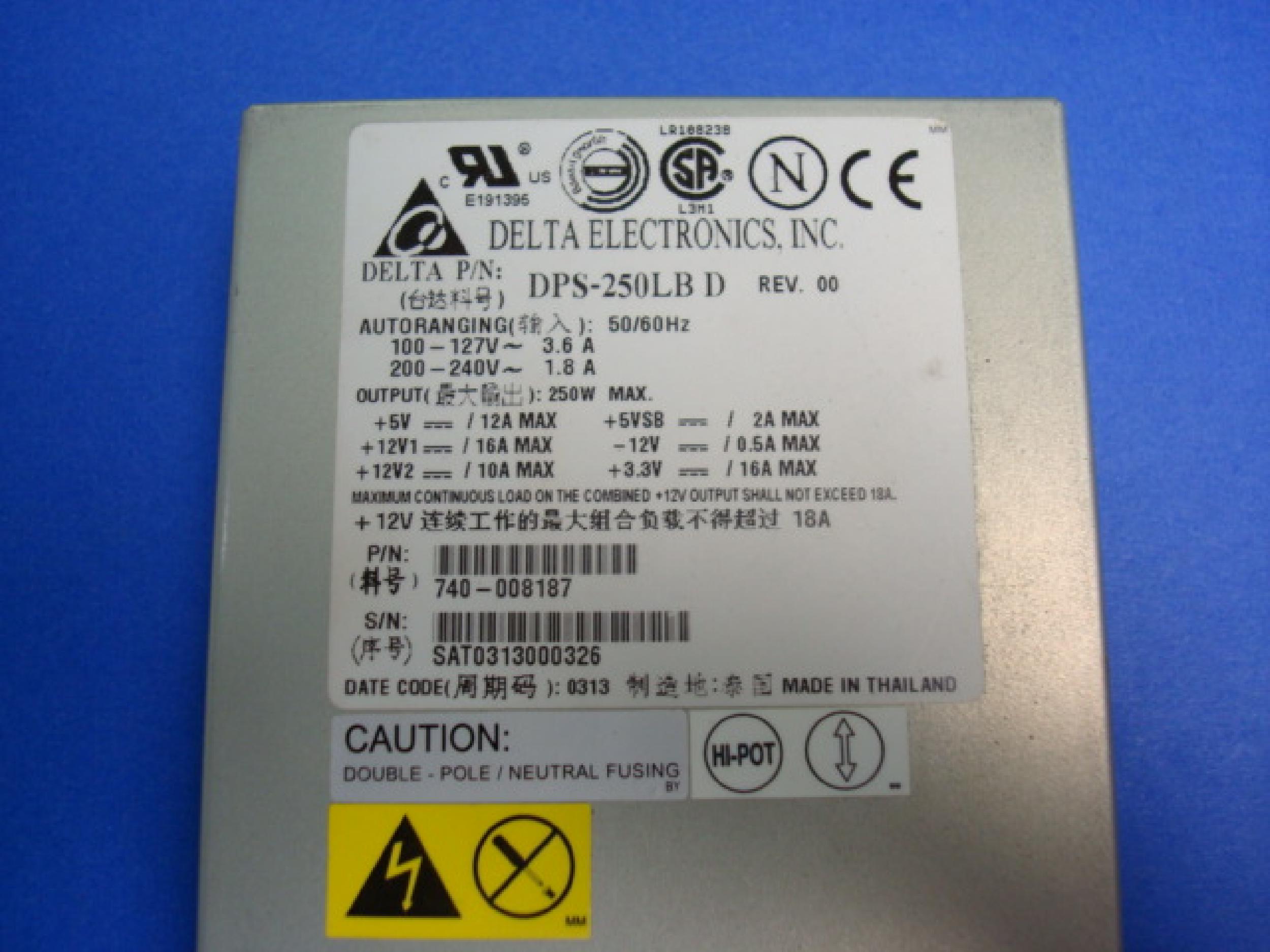 DELTA ELECTRONICS DPS-250LB D 250W POWER SUPPLY