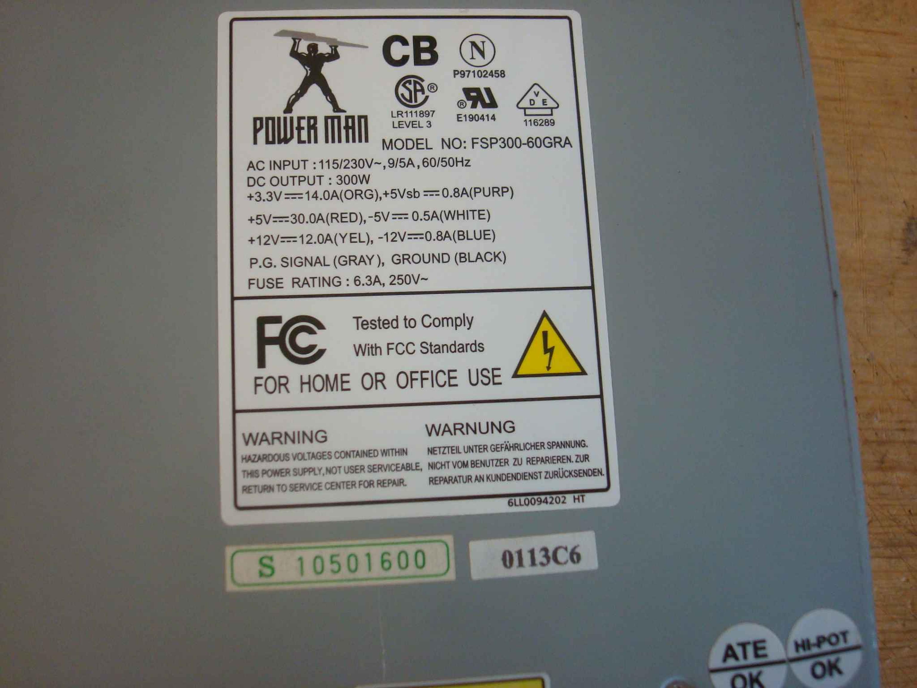 FSP GROUP / SPARKLE POWER INTL LTD / POWER MAN / YATE LOON / AOPEN / ACER FSP300-60GRA LIKE NEW, WORKING PULL, POWER SUPPLY MODULE TO FIT IN RENDUNDANT POWER SUPPLY SHELL