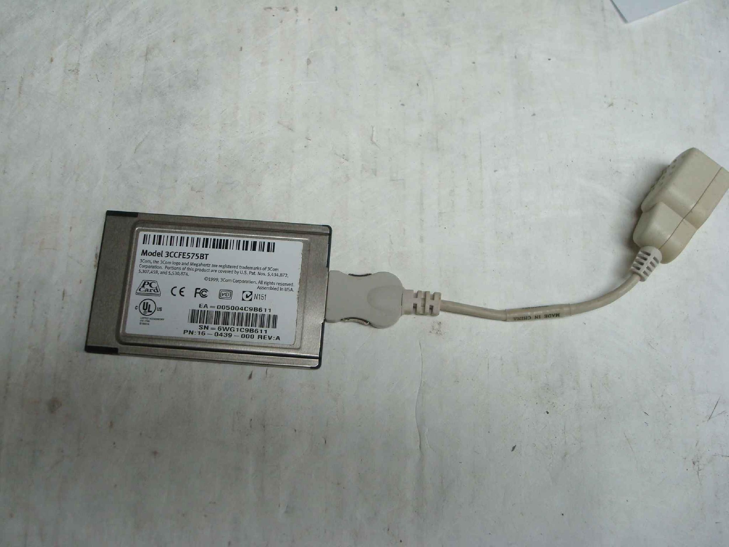 3COM / HP / HEWLETT PACKARD 16-0439-000 10/100 LAN CARDBUS PCMCIA ETHERNET 3CCFE575BT-1 10/100MBPS NETWORK CARD