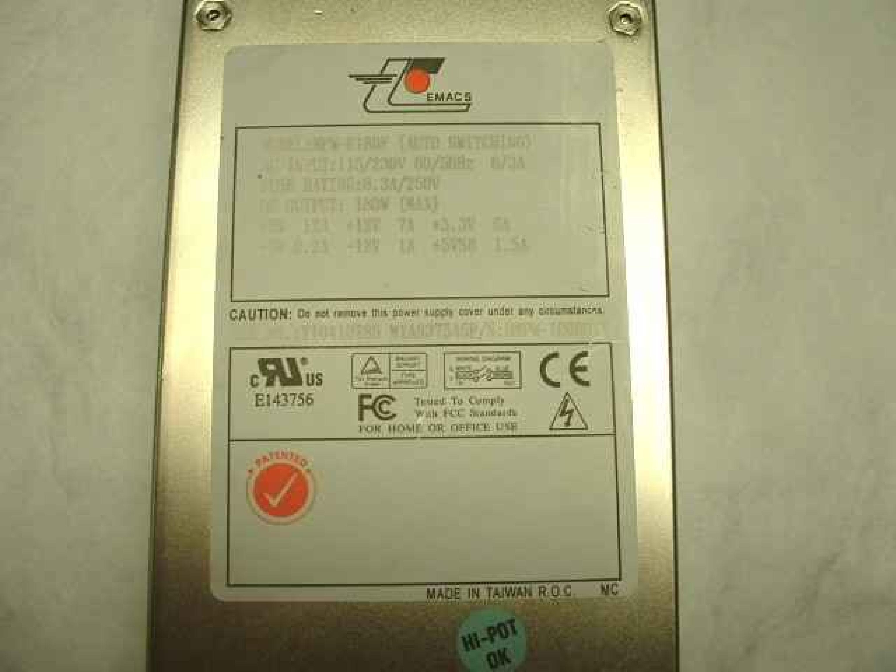 EMACS / ZIPPY / US POWER / CALIFORNIA PC PRODUCTS M1A937545P CLO0NE 180 WATT POWER SUPPLY