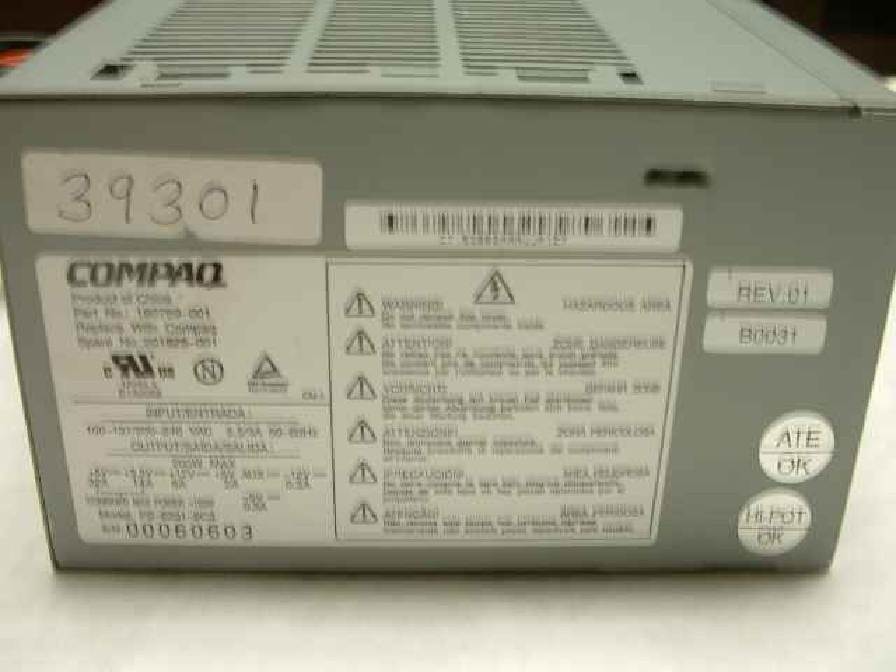 COMPAQ / HEWLETT PACKARD / HP 190769-001 CLONE 200W ATX POWER SUPPLY