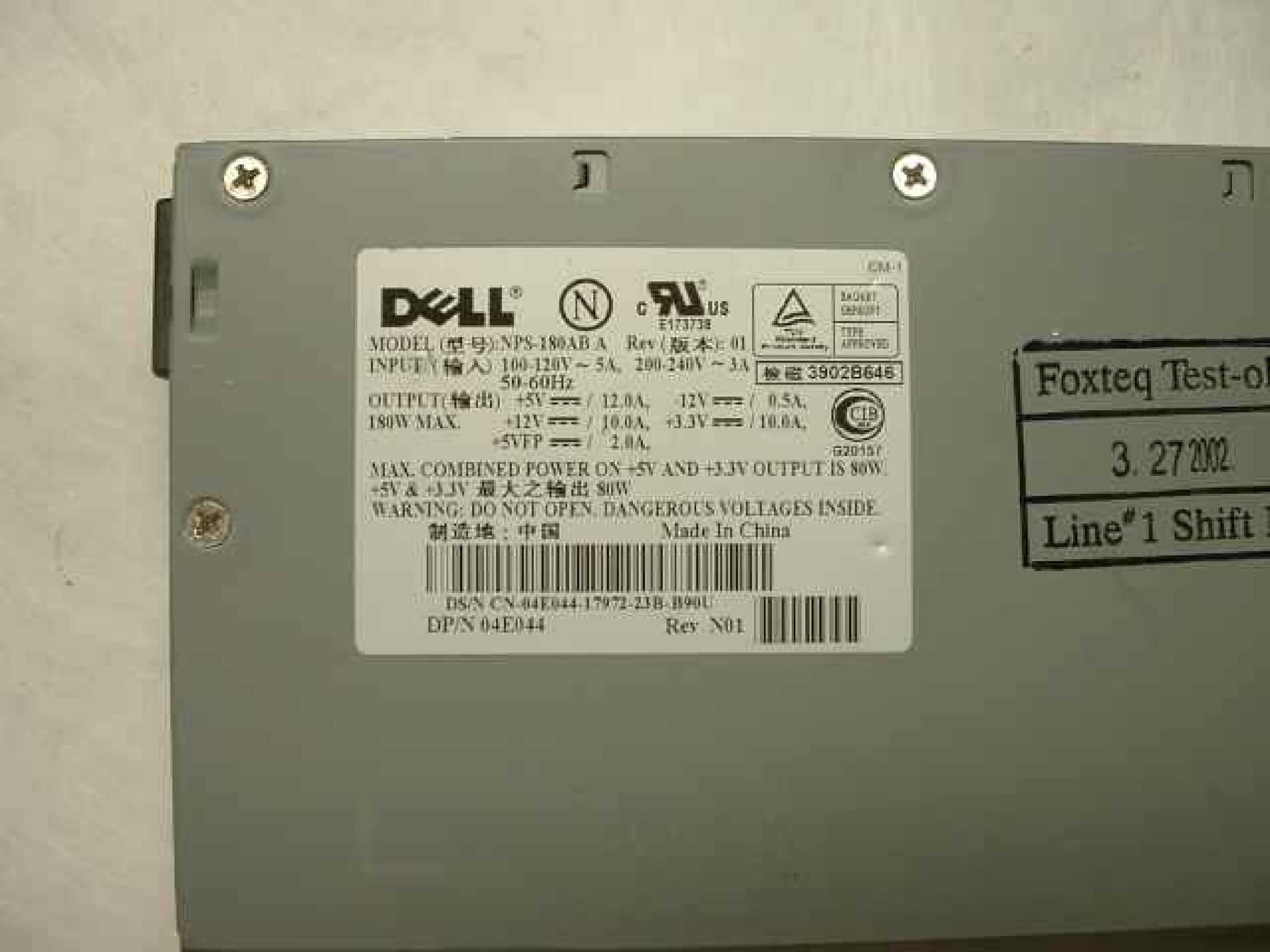 DELL 4044 180W ATX POWER SUPPLY W/P4 CONNECTOR