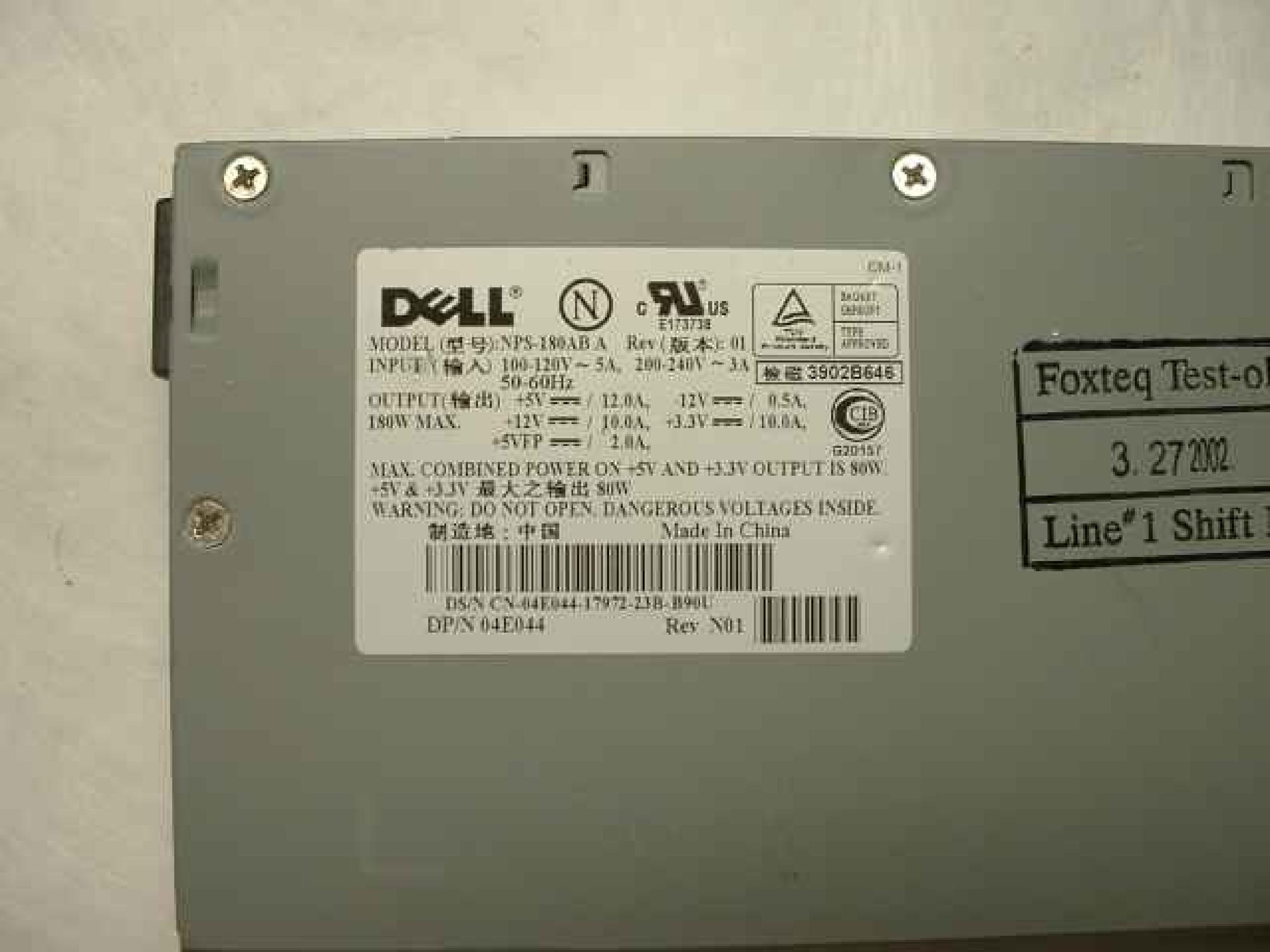 DELL 3902B646 180W ATX POWER SUPPLY W/P4 CONNECTOR