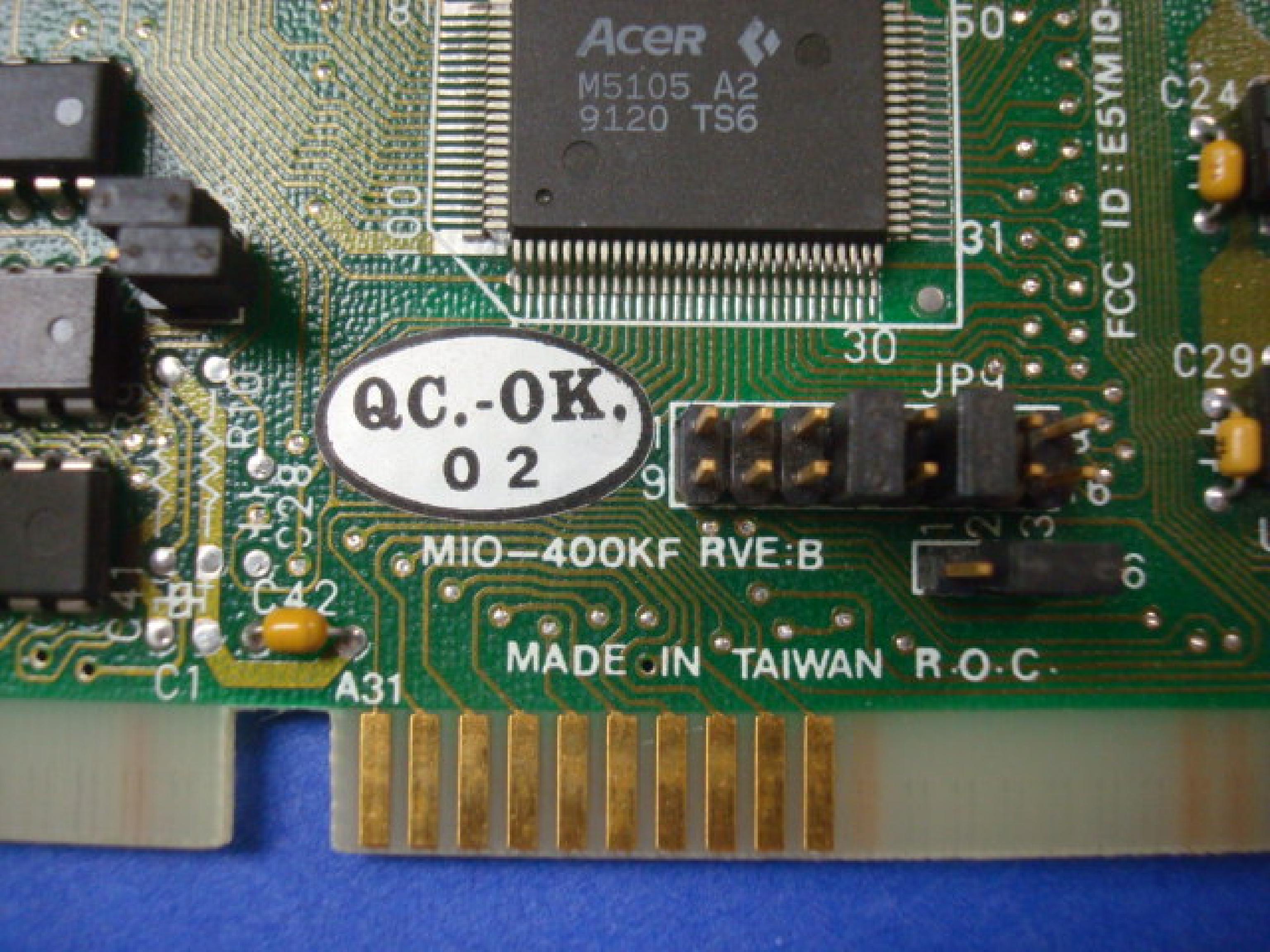 ACER MIO-400 KF 16BIT ISA, M5105 A4E, IDE, FLOPPY, GAME, 2 SERIAL PORTS, PARALLEL PRINTER PORT