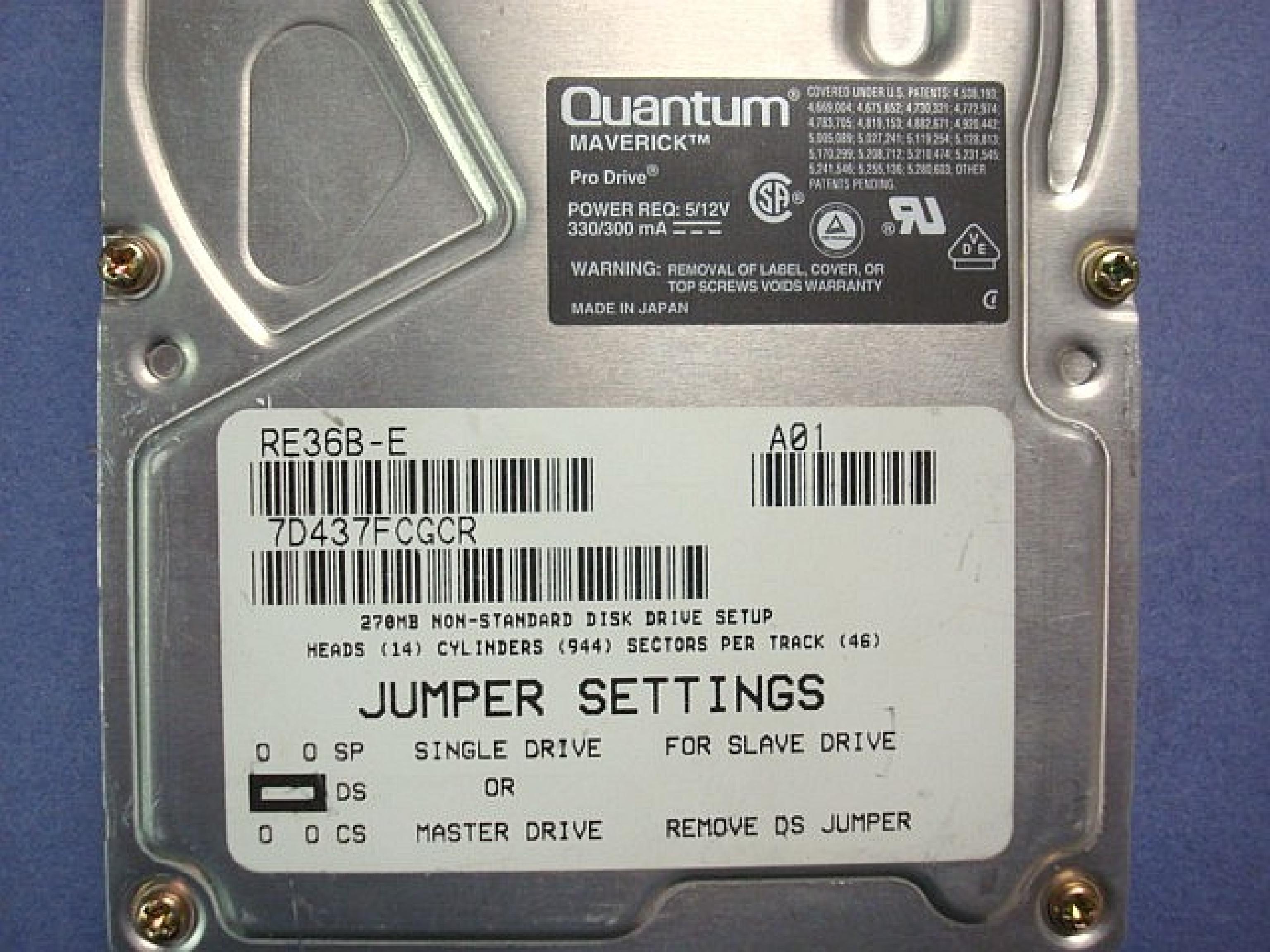 QUANTUM RE36B-E 270MB 3.5 INCH IDE HARD DRIVE