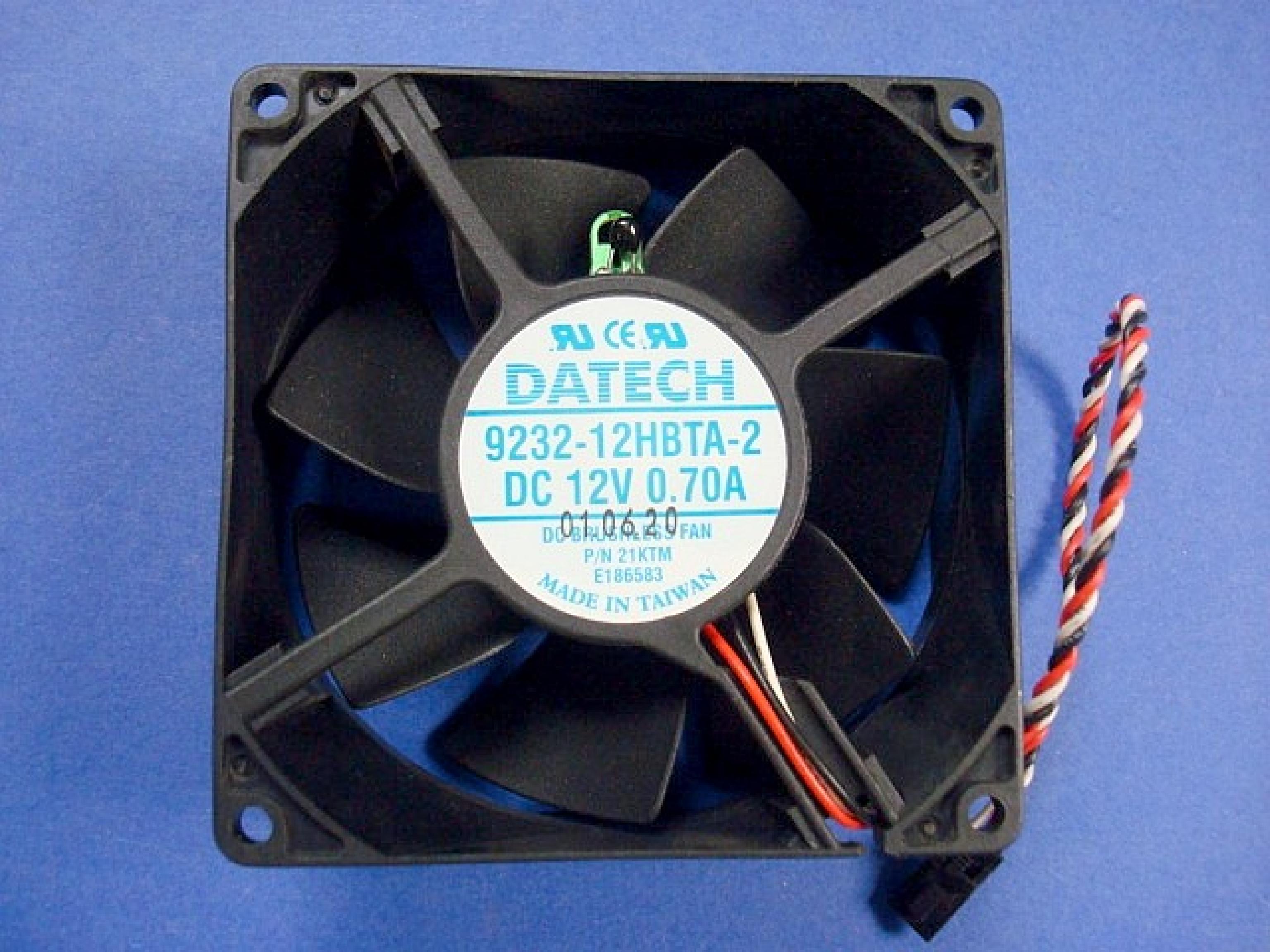 DATECH 9232-12HBTA-2 DELL PN 21KTM FAN 12V DC 92MM BY 32MM 3 5/8 BY 1 1/4 INCHES, 9 INCH 3 WIRE CABLE WITH CONNECTOR