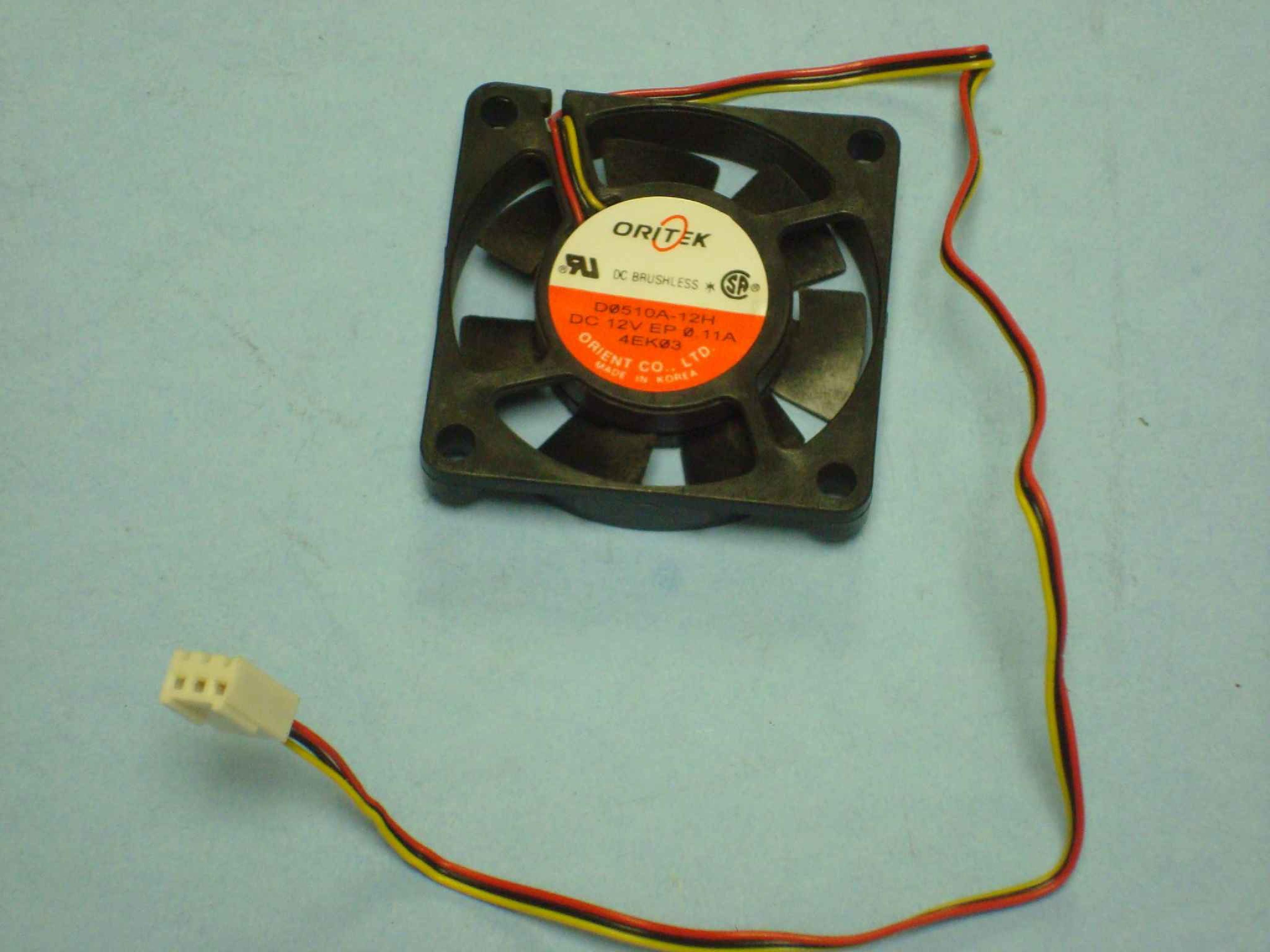 ORITEK D0510A-12H FAN 12V .11A 50MM BY 10MM, 2 BY 3/8 INCHES, 10INCH 3WIRE CABLE WITH CONNECTOR