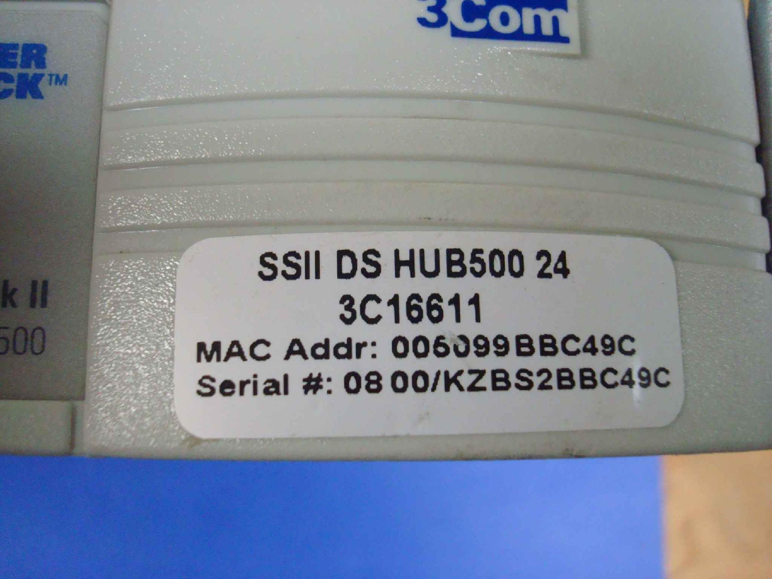 3COM / HP / HEWLETT PACKARD 1661-110-000-6.00 SUPERSTACK II, DUAL SPEED HUB 500, DSHUB500 12 PORT ETHERNET 10/100
