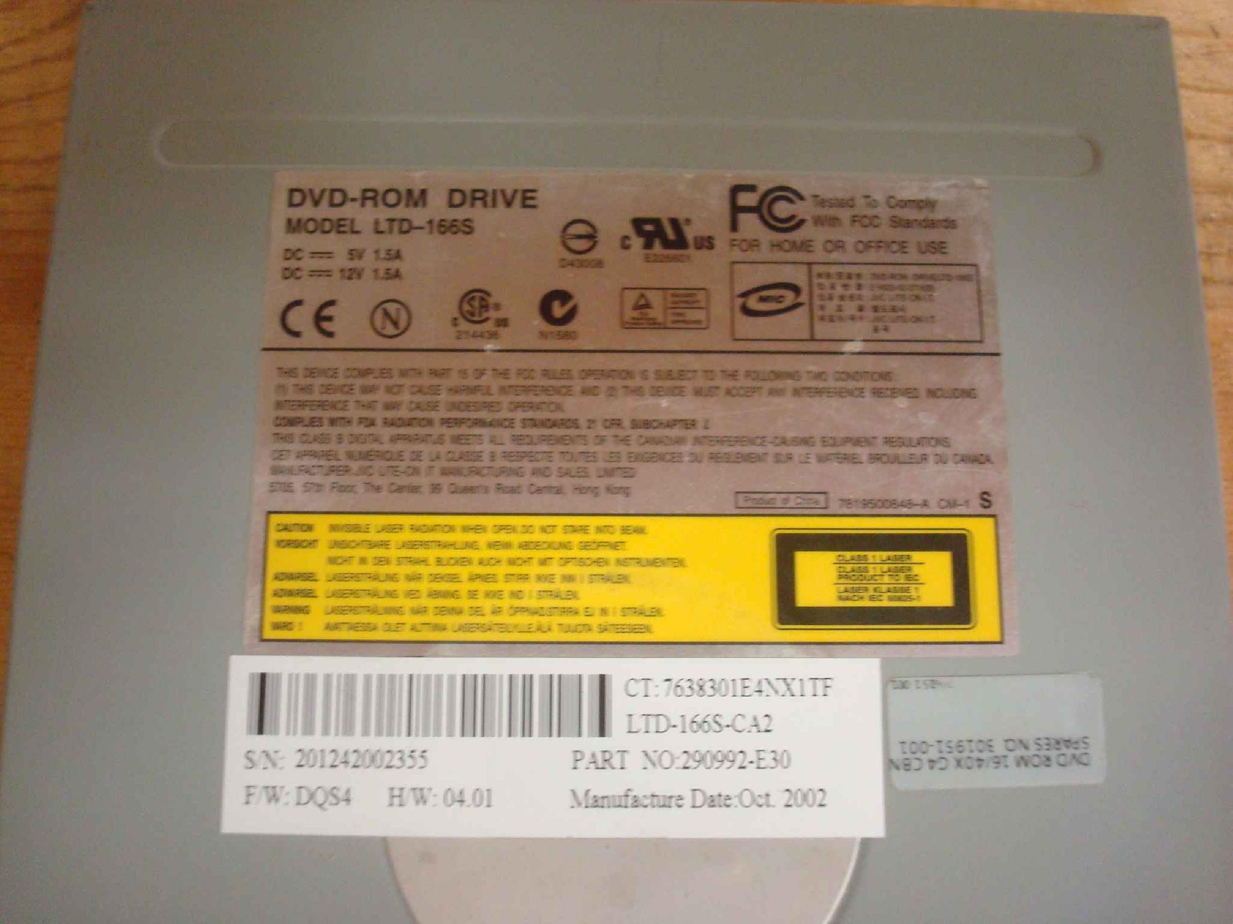 COMPAQ / HEWLETT PACKARD / HP 301951-001 CLONE 16X DVD DRIVE IDE BLACK BEZEL