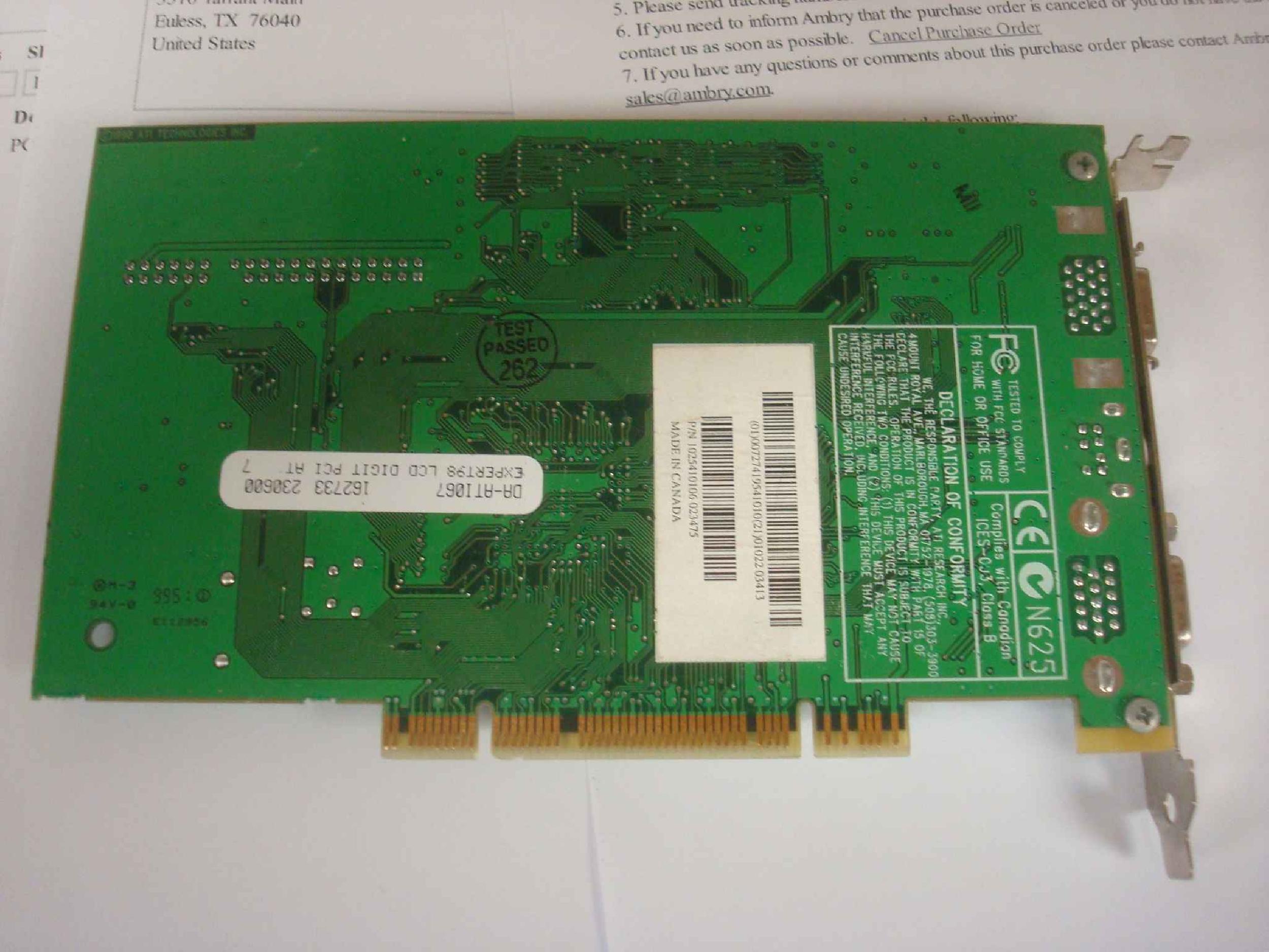 ATI 109-54100-00 PCI VGA RAGE LT PRO AGP