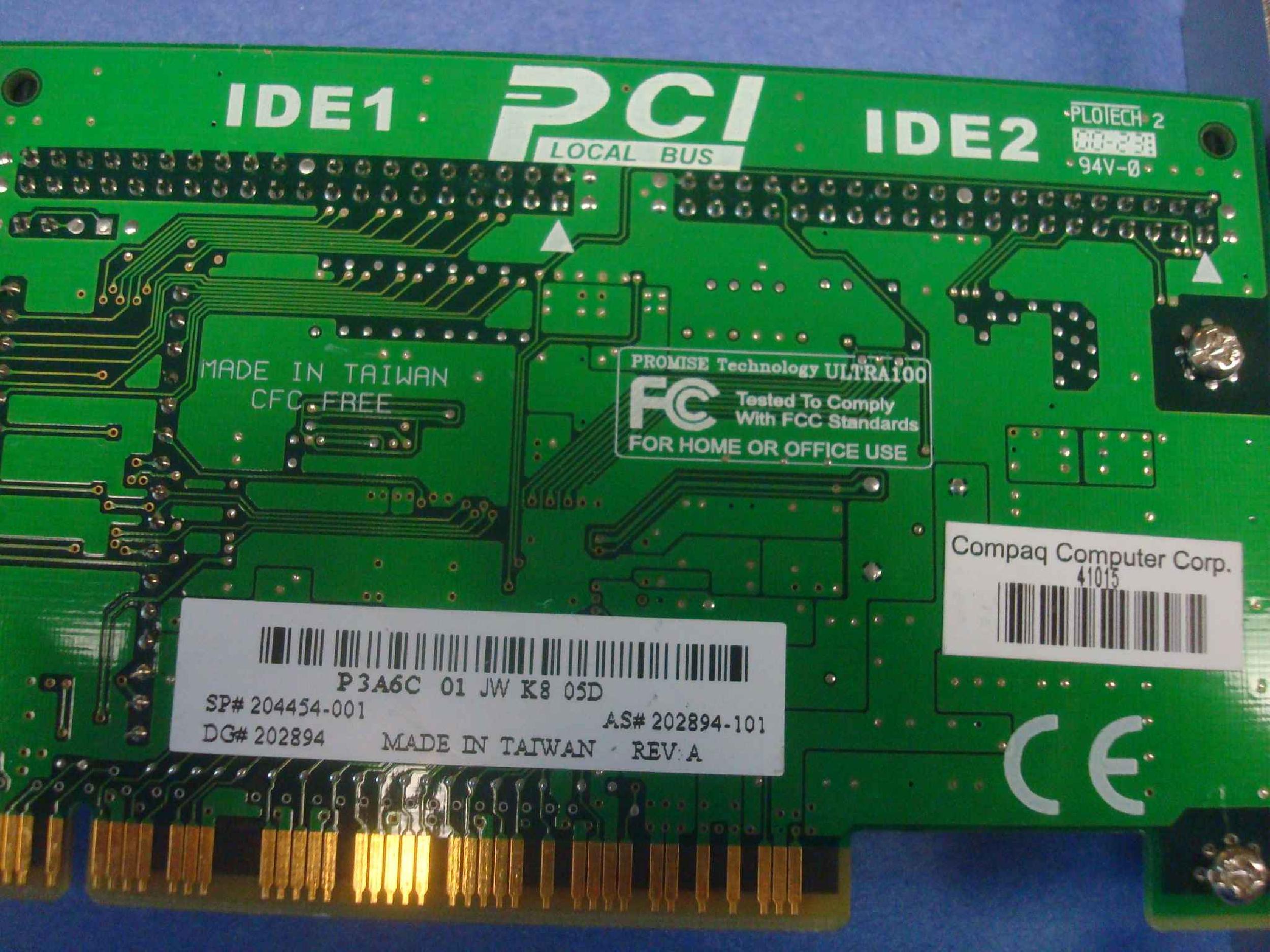 COMPAQ / HEWLETT PACKARD / HP 202894 PCI 2 CHANNEL ULTRA100 IDE CONTROLLER