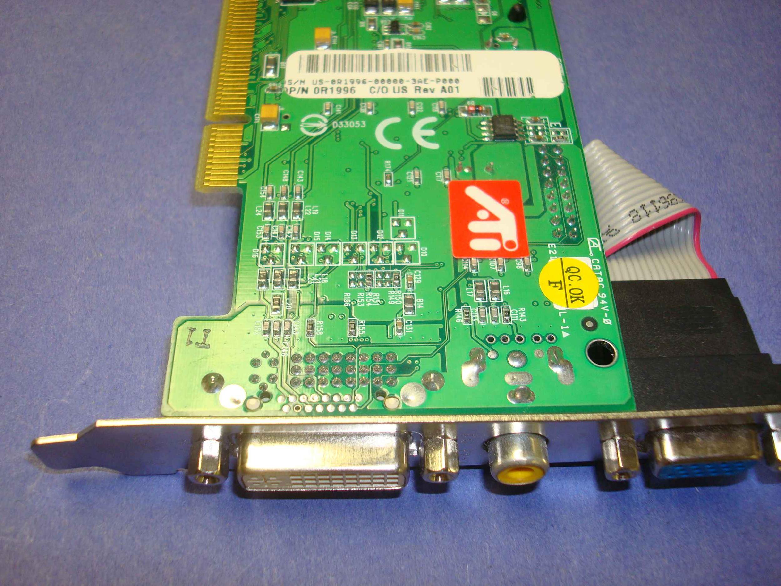 ATI 102G012400 PCI VIDEO CARD WITH VGA DVI AND COMPOSITE TV OUT