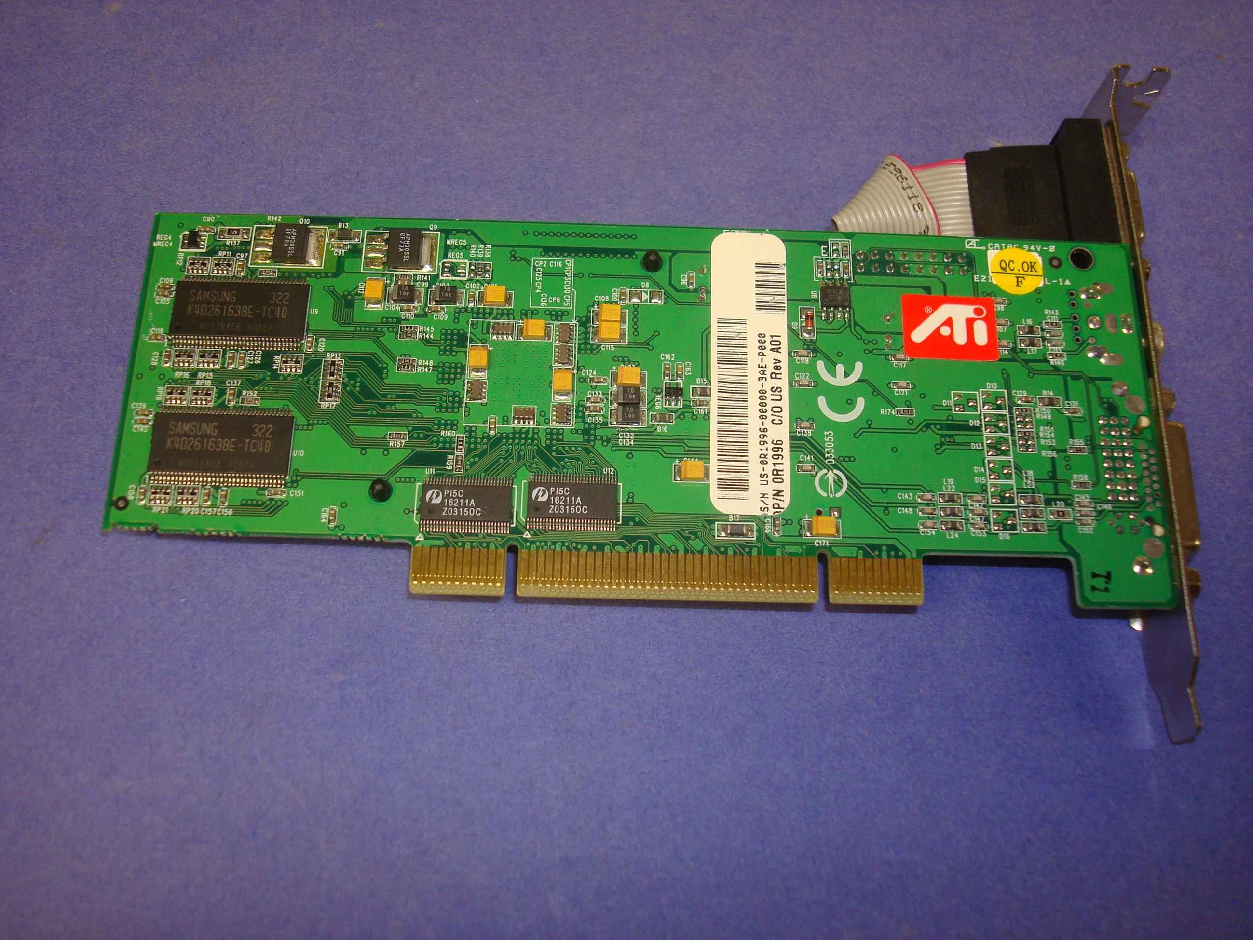 ATI R1996 PCI VIDEO CARD WITH VGA DVI AND COMPOSITE TV OUT