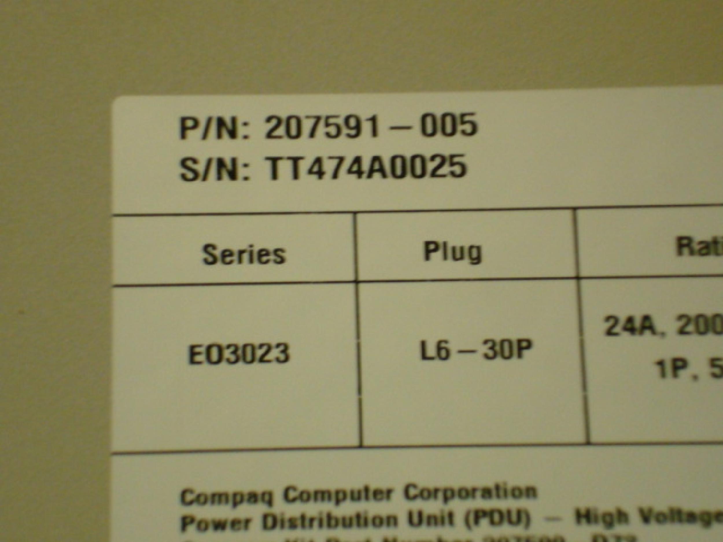 COMPAQ / HEWLETT PACKARD / HP 207591-005 POWER DISTRIBUTION UNIT