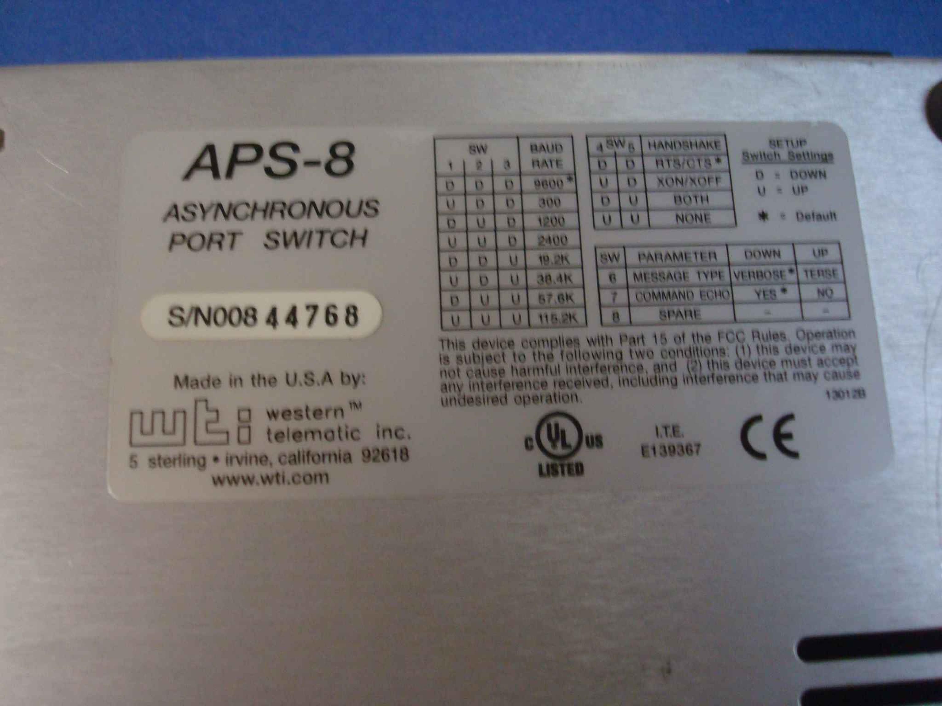 WTI APS-8 ASYNCHRONOUS PORT SWITCH