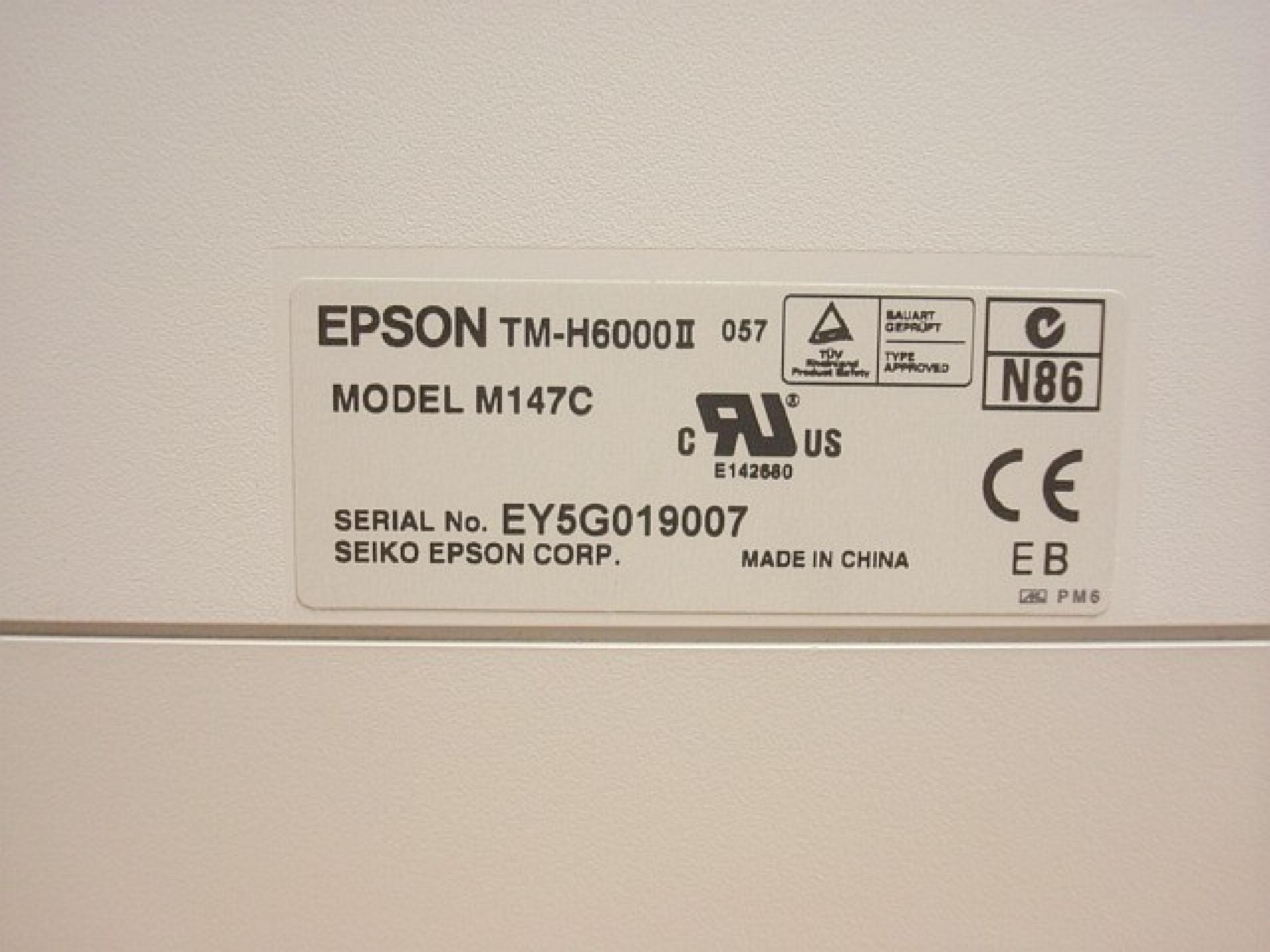 EPSON TM-H6000II RECIEPT PRINTER, NO AC ADAPTER, RS232 PORT, USES PS-180 AC ADAPTER