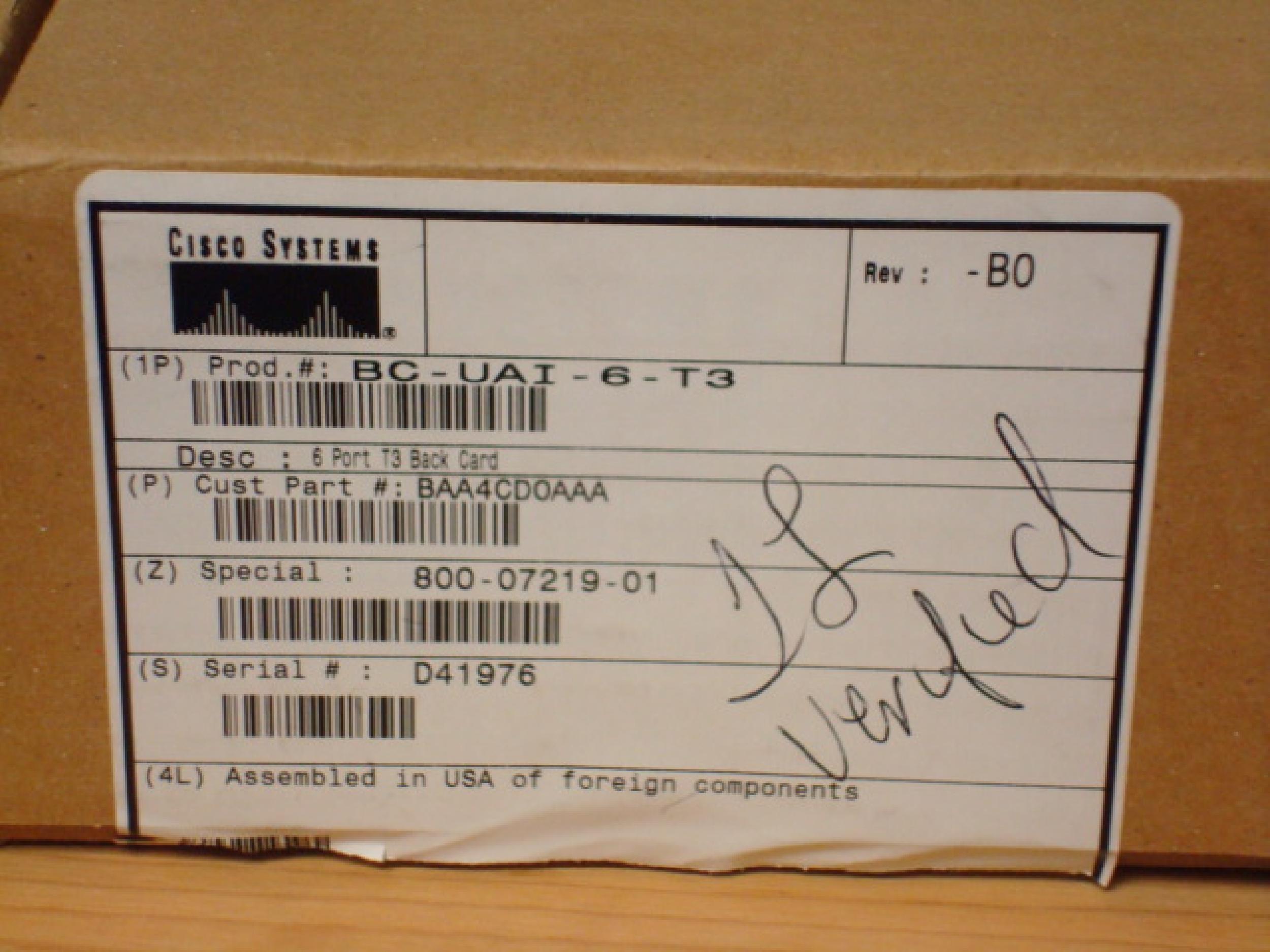 CISCO SYSTEMS BC-UAI-6-T3 6 PORT T3 BACK CARD