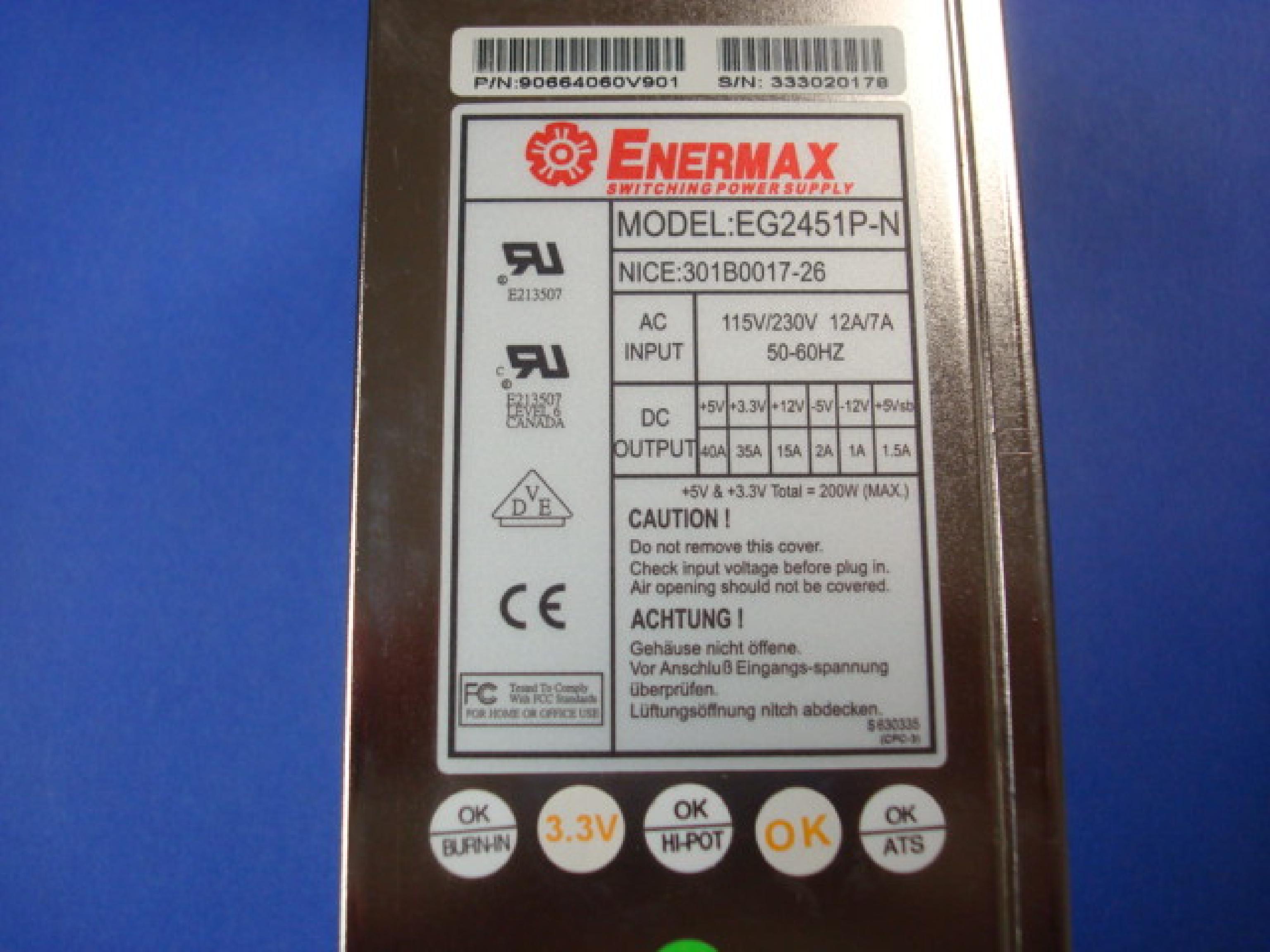 ENERMAX EG2451P-N ATX REDUNDANT POWER SUPPLY