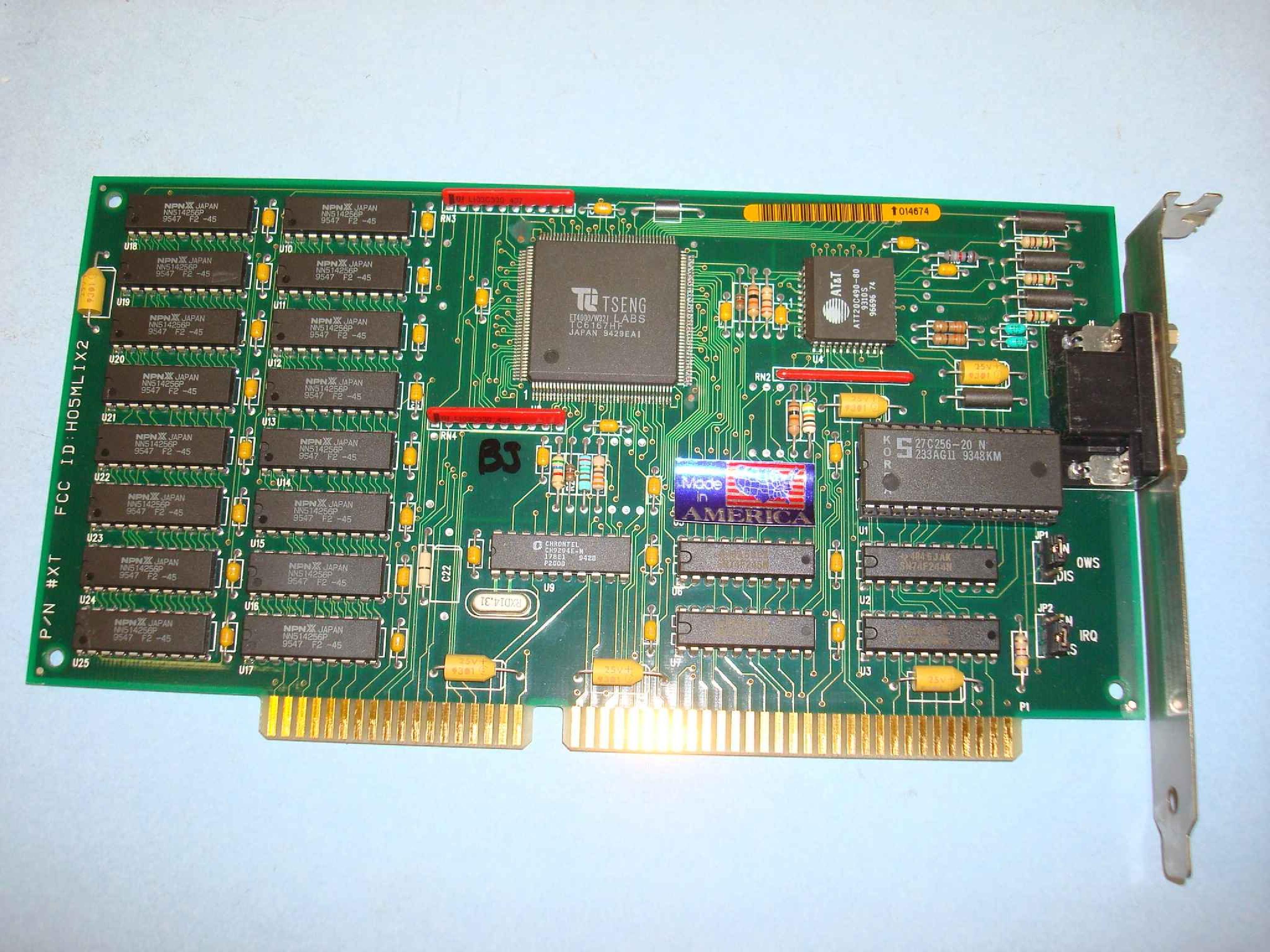 TSENG LABS 9228 ISA VIDEO CARD FOR PDR100: ET4000/W32I PROCESSOR