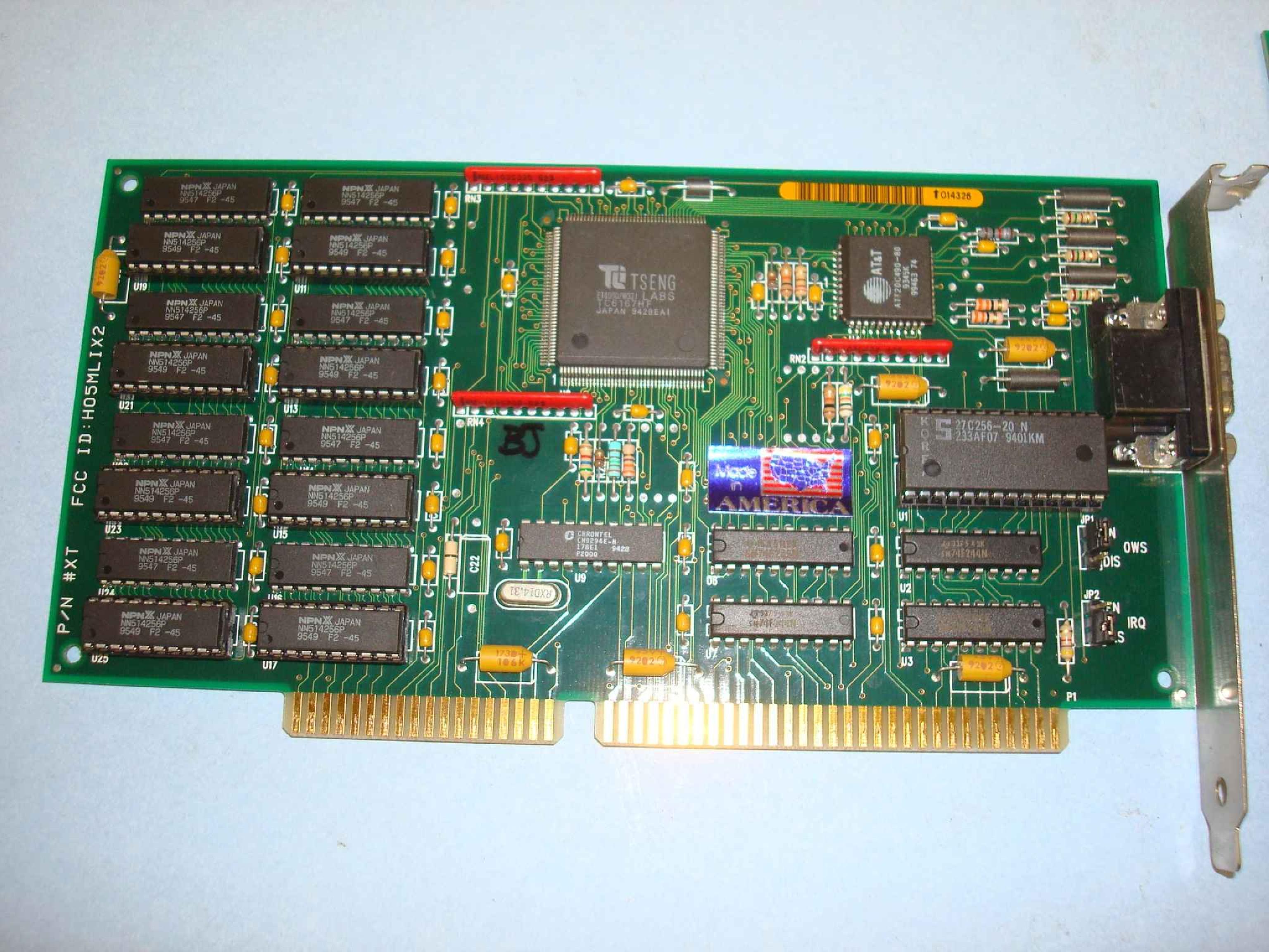 TSENG LABS 9228 ISA VIDEO CARD FOR PDR100: ET4000/W32I PROCESSOR