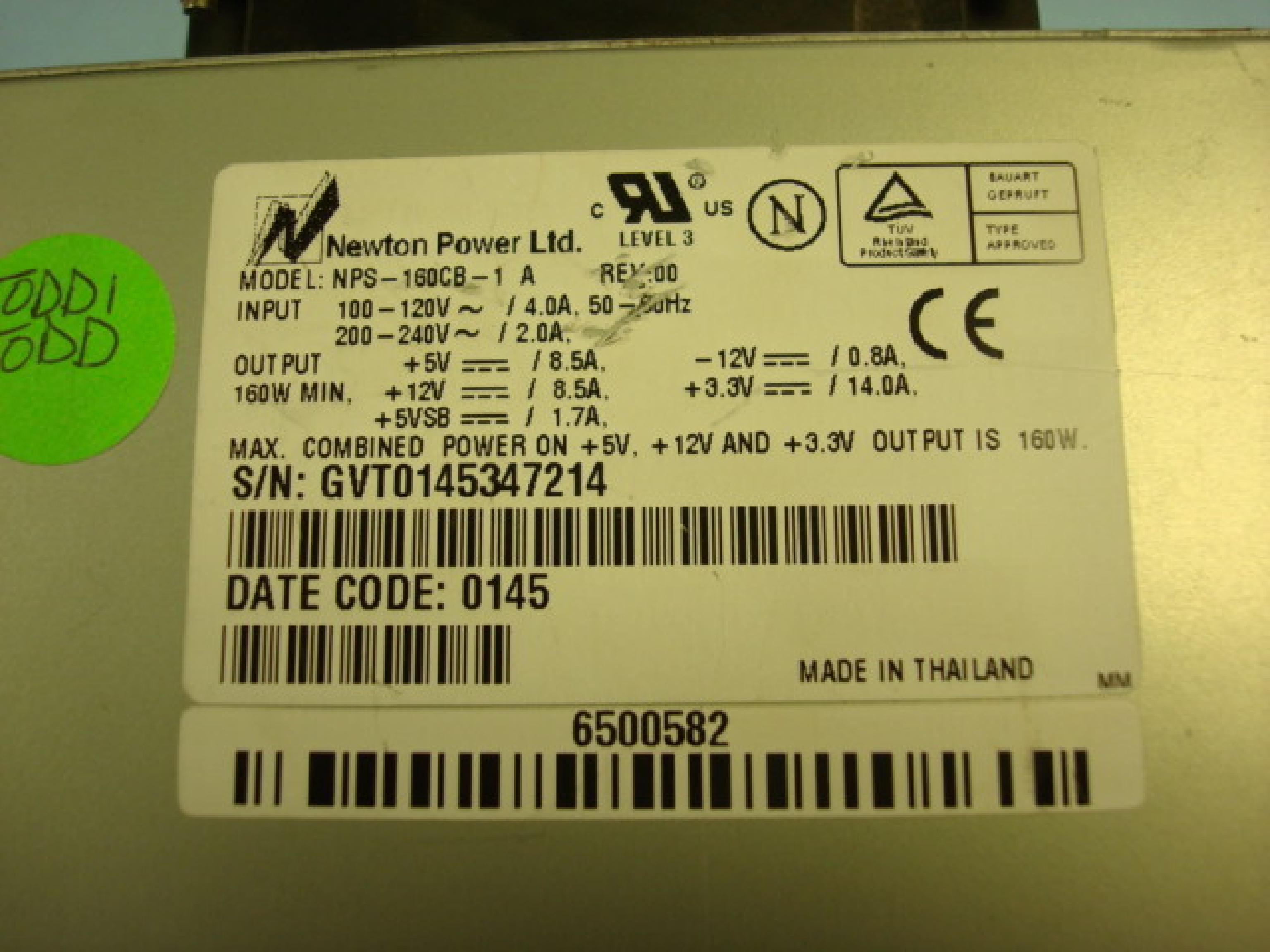 GATEWAY 2000 / NEWTON NPS-160CB-1 A CLONE ATX POWER SUPPLY WITH P4 CONNECTOR