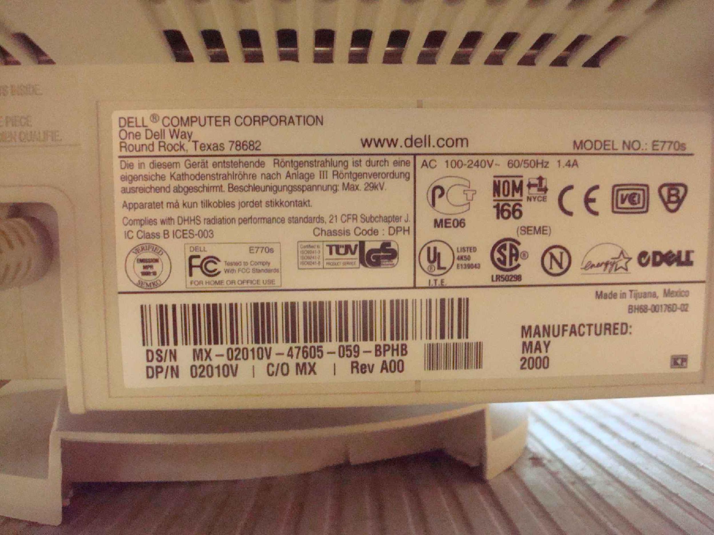 DELL 02010V 17INCH CRT WITH WHITE CASE - GRADE B