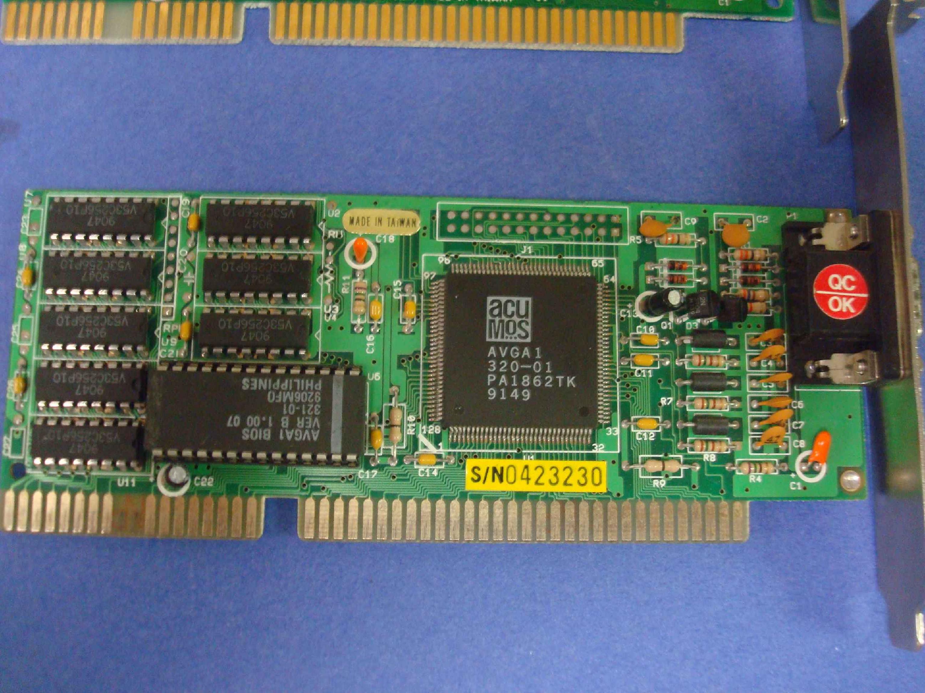 ACUMOS IWLVGAADATTER1 16BIT ISA VGA CARD 256K AVGA1