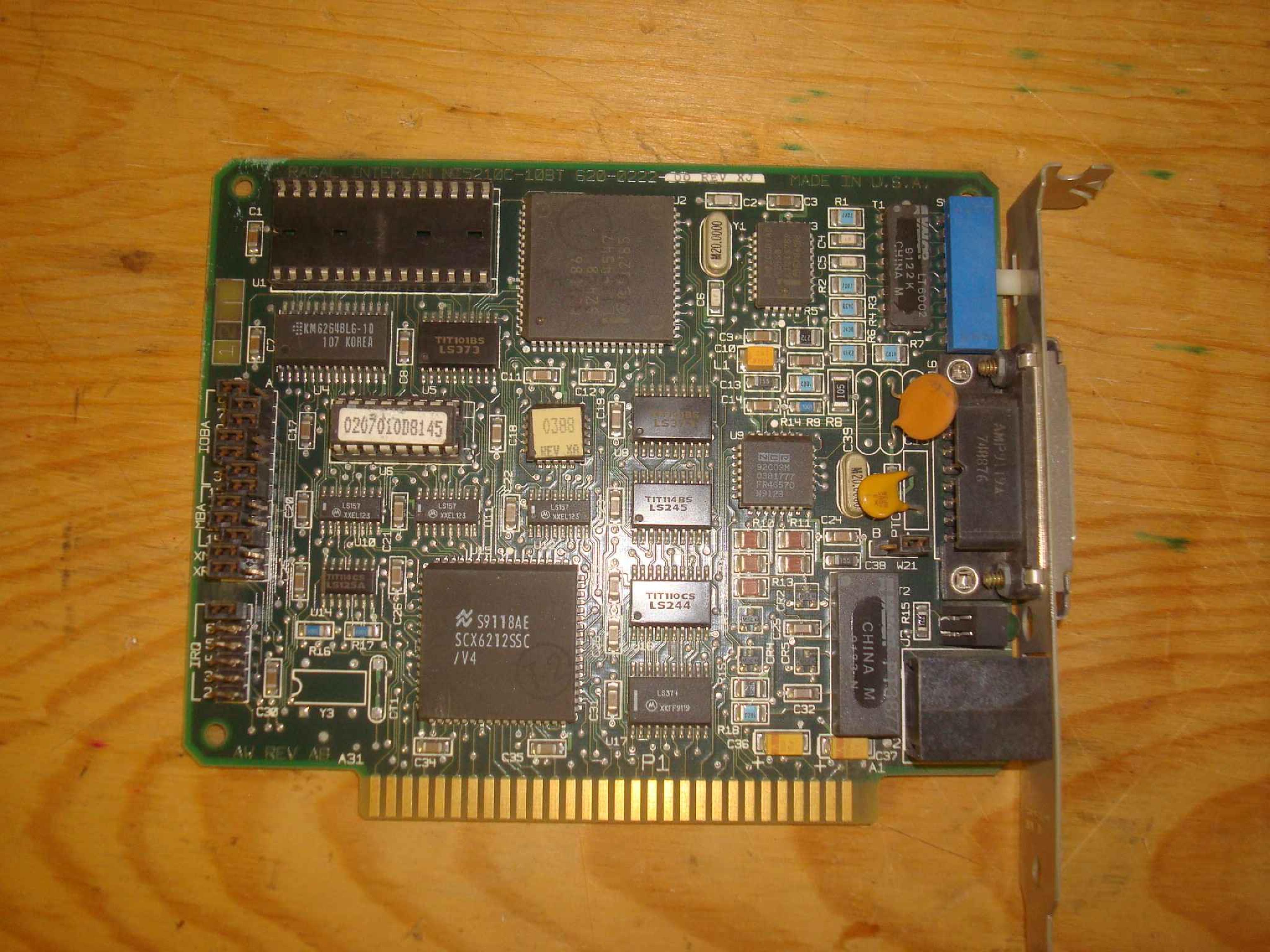 RACAL INTERLAN 131N0933 8 BIT ISA ETHERNET CARD