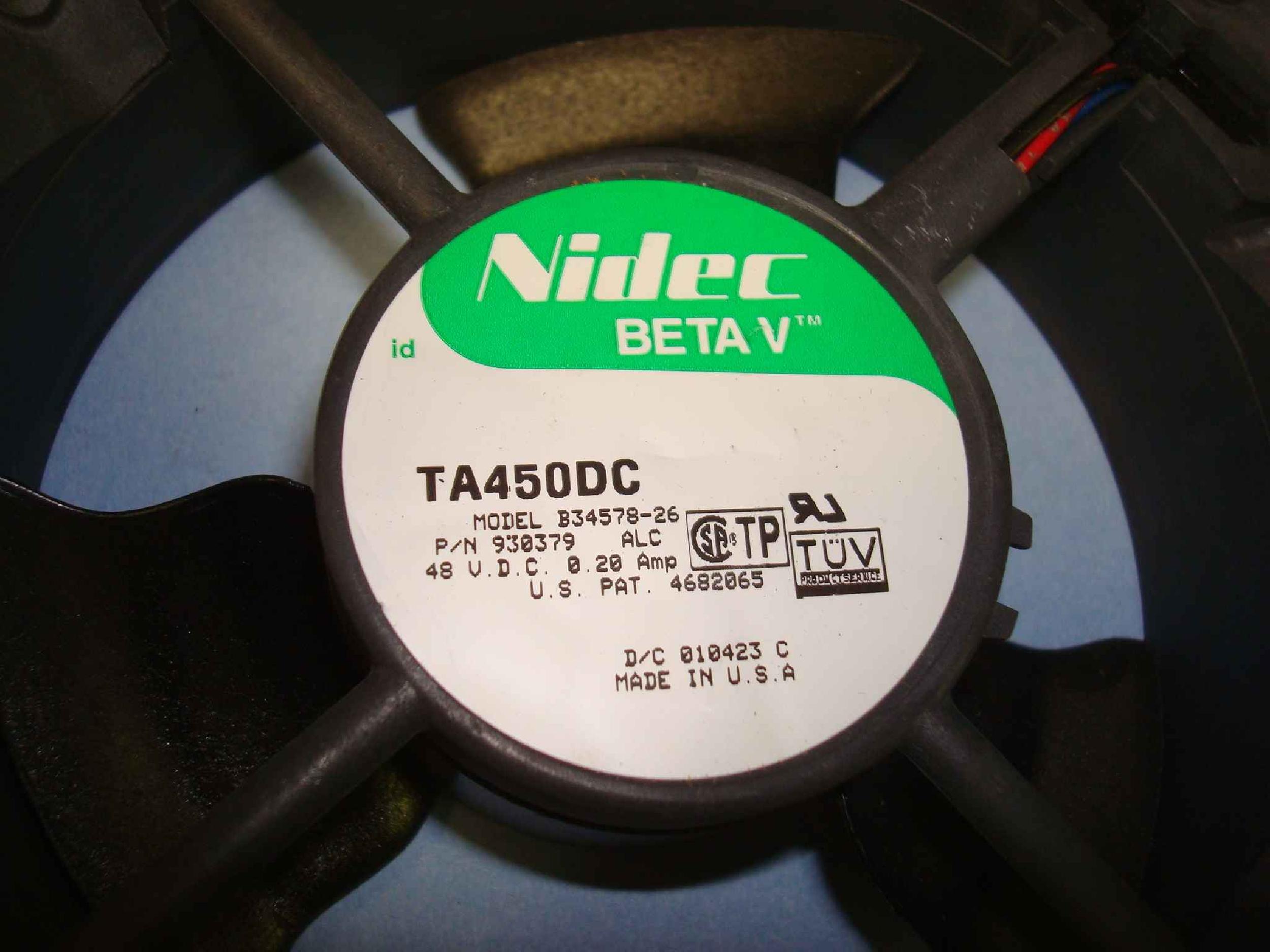 NIDEC B34578-26 FAN 48VDC .20A 119MM X 38MM, 4 3/4 X 1 1/2 INCHES, 8INCH 3WIRE CABLE WITH 3PIN IDC CONNECTOR