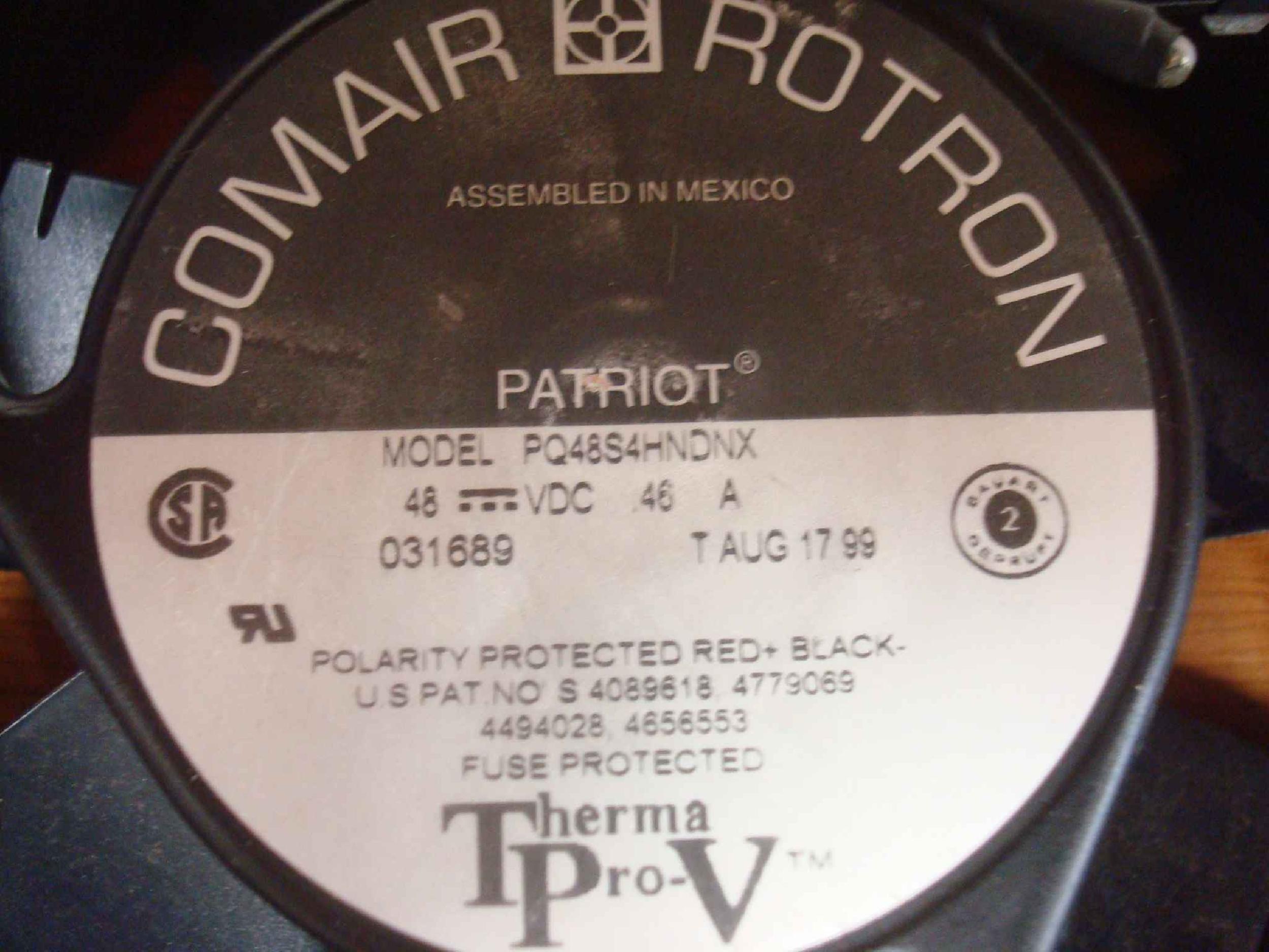 COMAIR ROTRON PQ48S4HNDNX PATRIOT 48V FAN 50MM BY 171MM