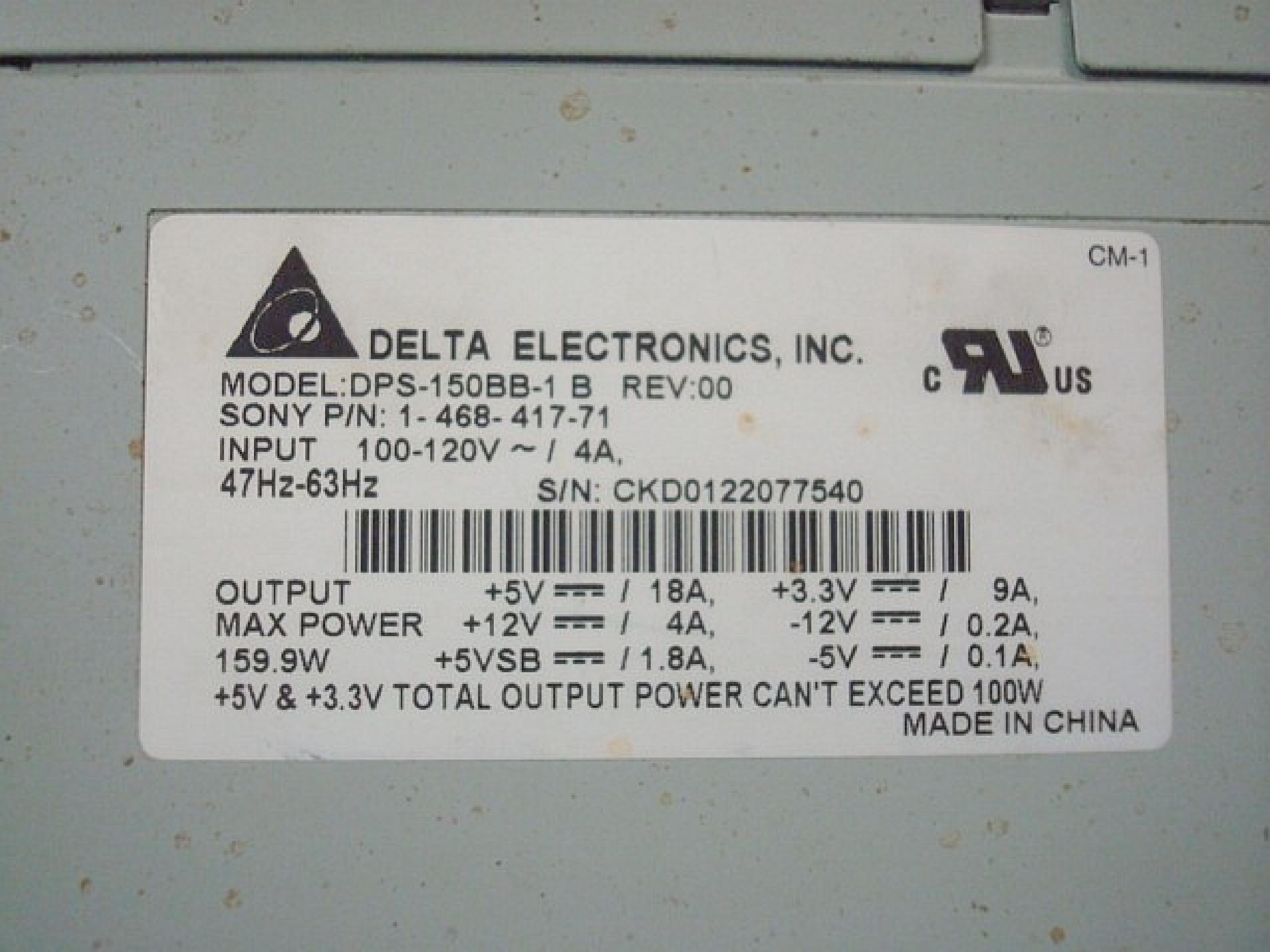DELTA ELECTRONICS DPS-150BB-1 B 160W ATX POWER SUPPLY