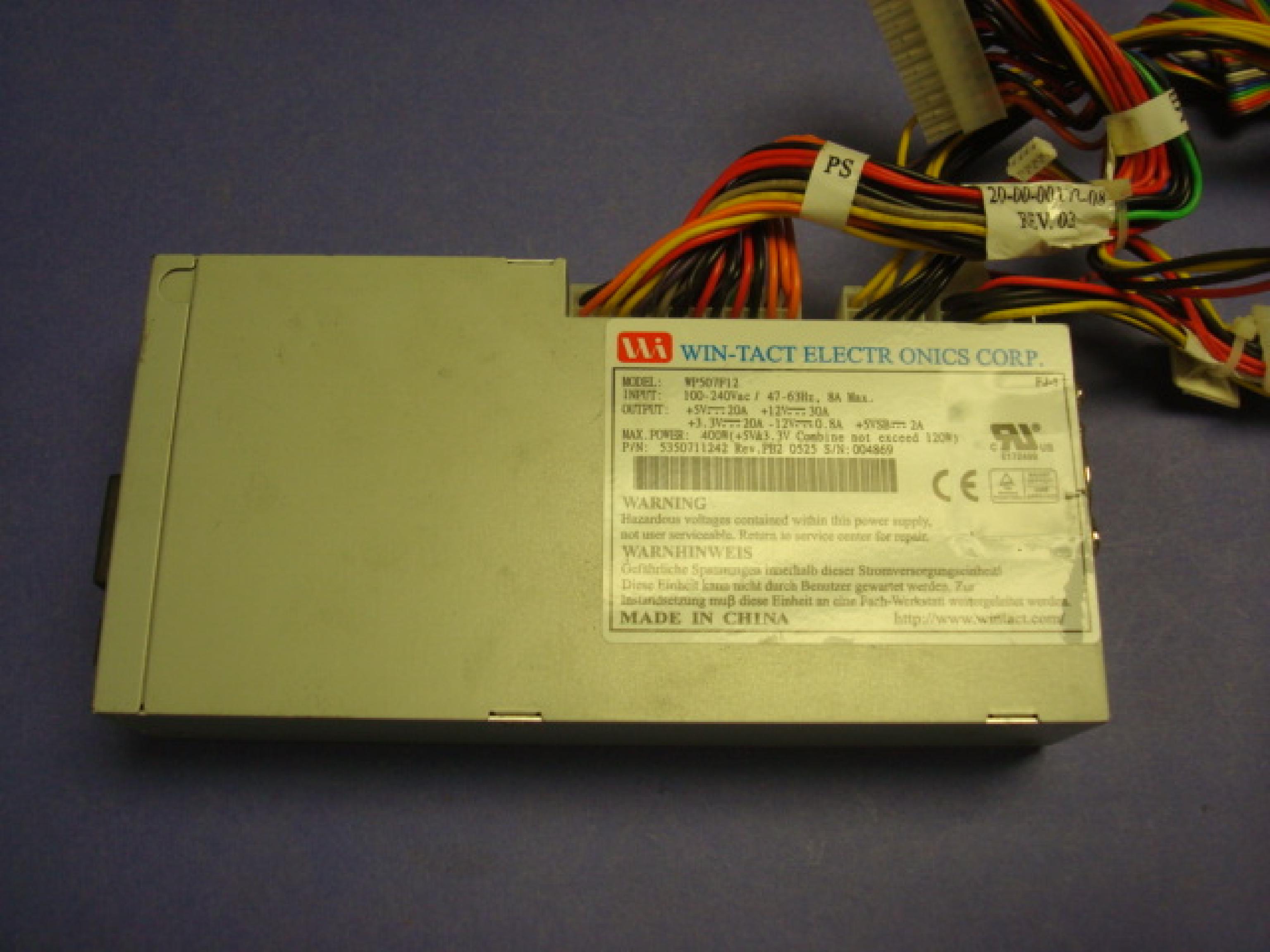 WIN-TACT ELECTRONICS CORP. WP507F12 IU POWER SUPPLY 400W 24PIN ATX