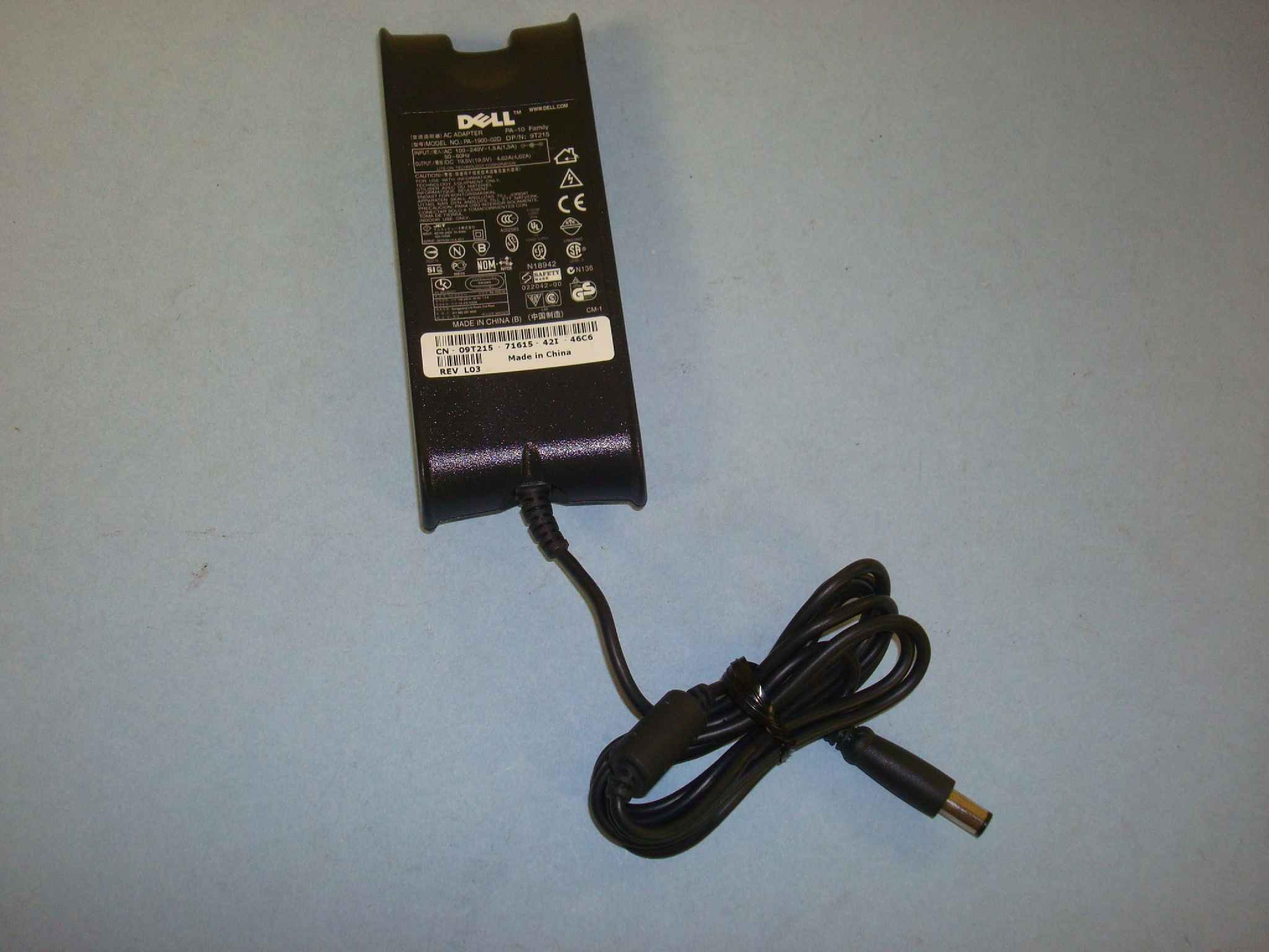 DELL 9T215 NO WALL PLUG INCLUDED 19.5V DC 4.62A AC ADAPTER WITH BARREL CONNECTOR