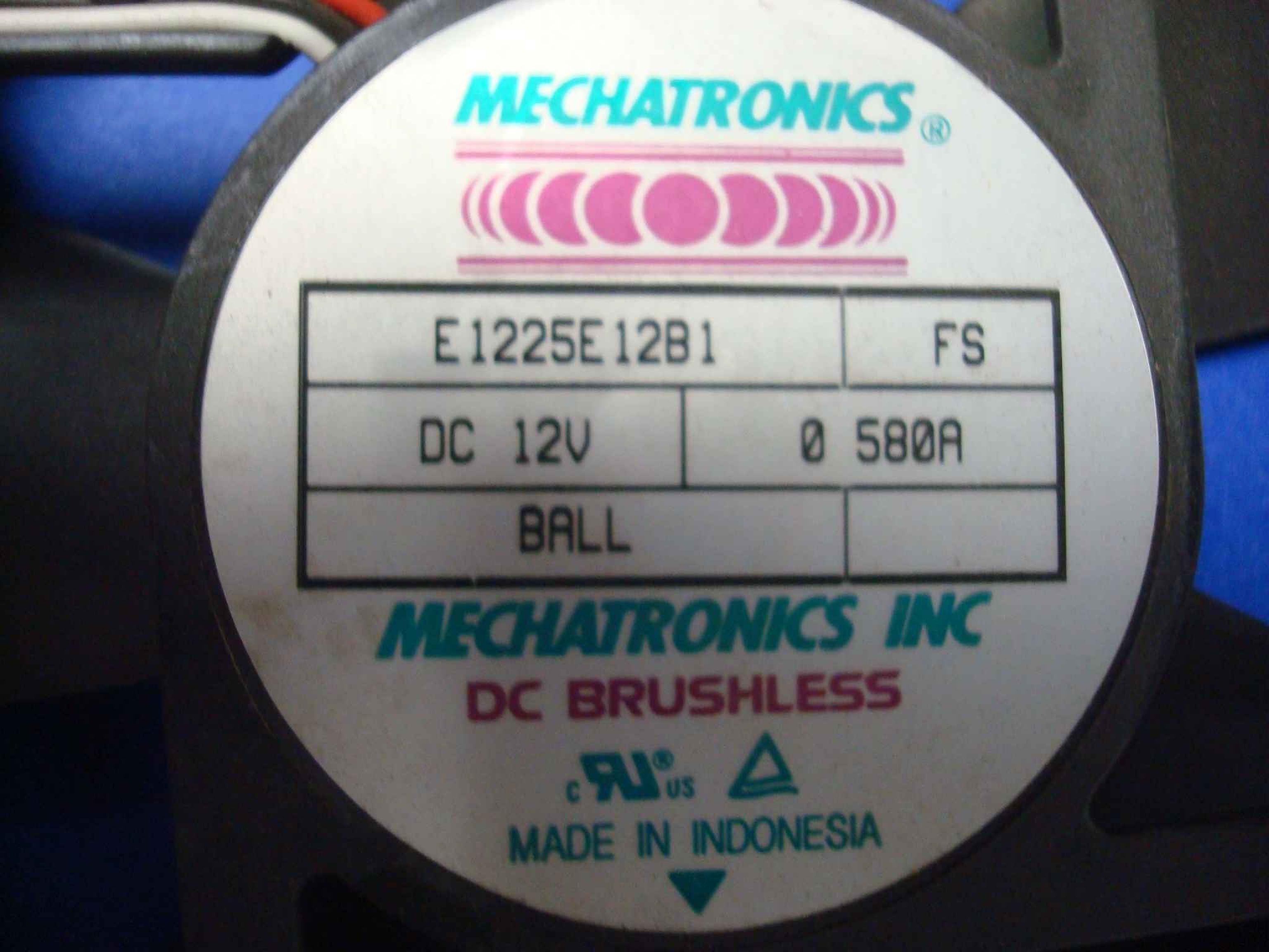 MECHATRONICS E1225E12B1 12V DC .58A BALL BEARING BRUSHLESS FAN