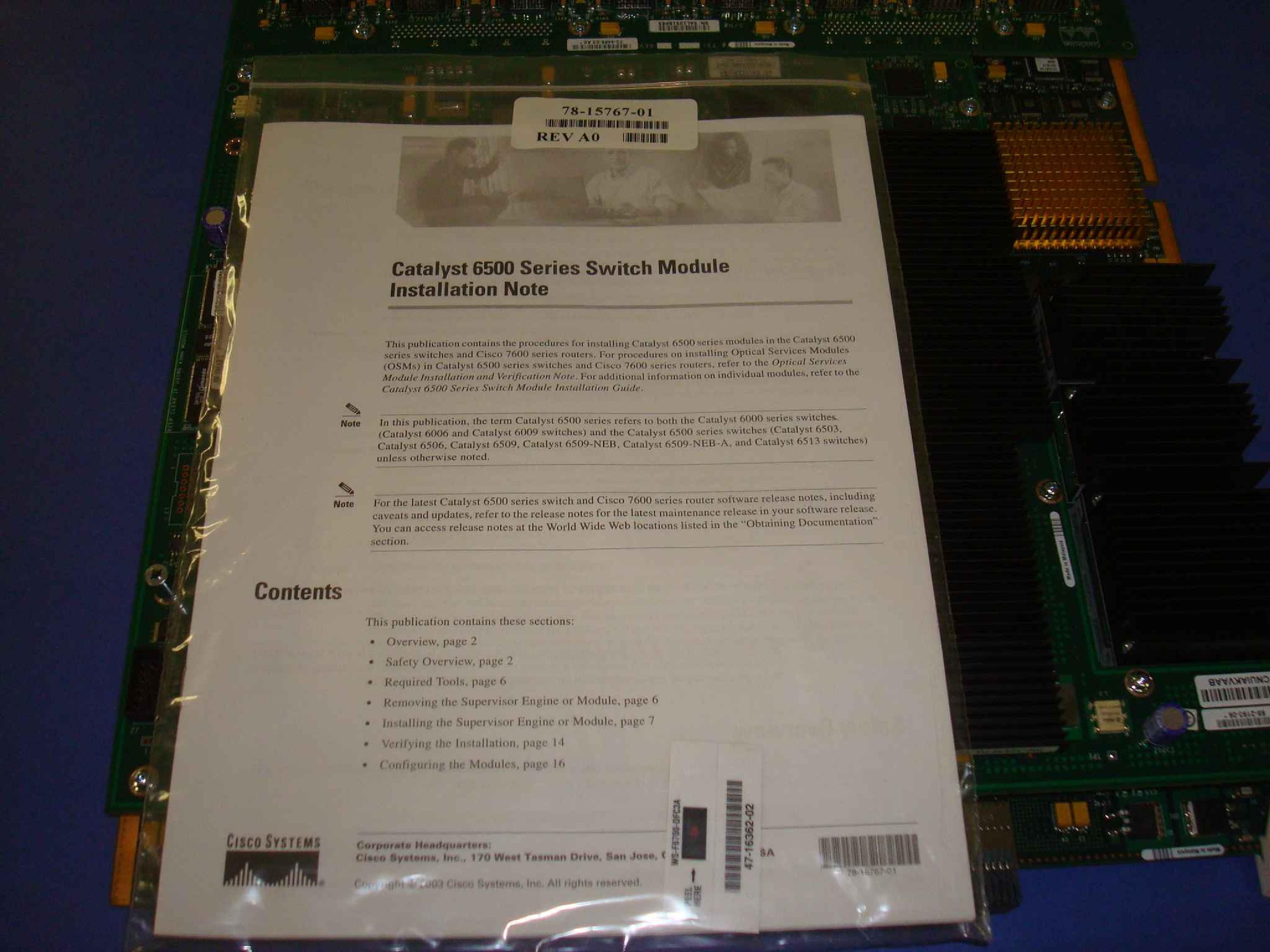 CISCO SYSTEMS WS-X6816-GBIC 16-PORT GIGABIT ETHERNET LINE CARD