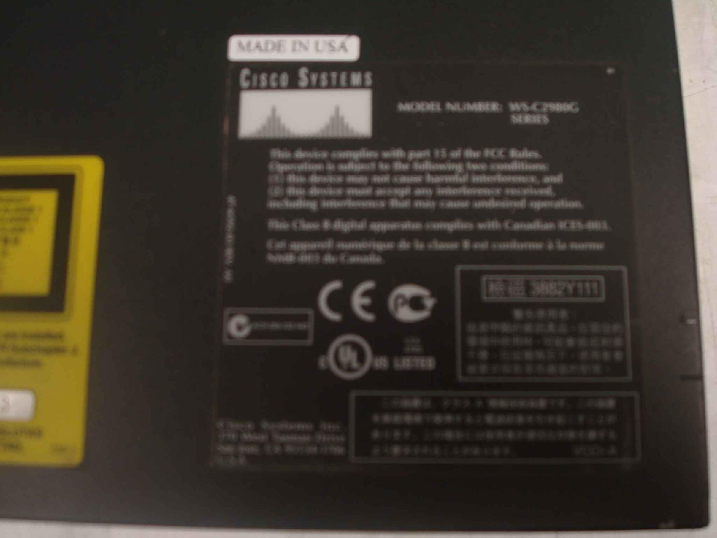 CISCO SYSTEMS 800-08962-01 10/100/1000 CATALYST 80 PORT 10/100 2 PORTS GBIC