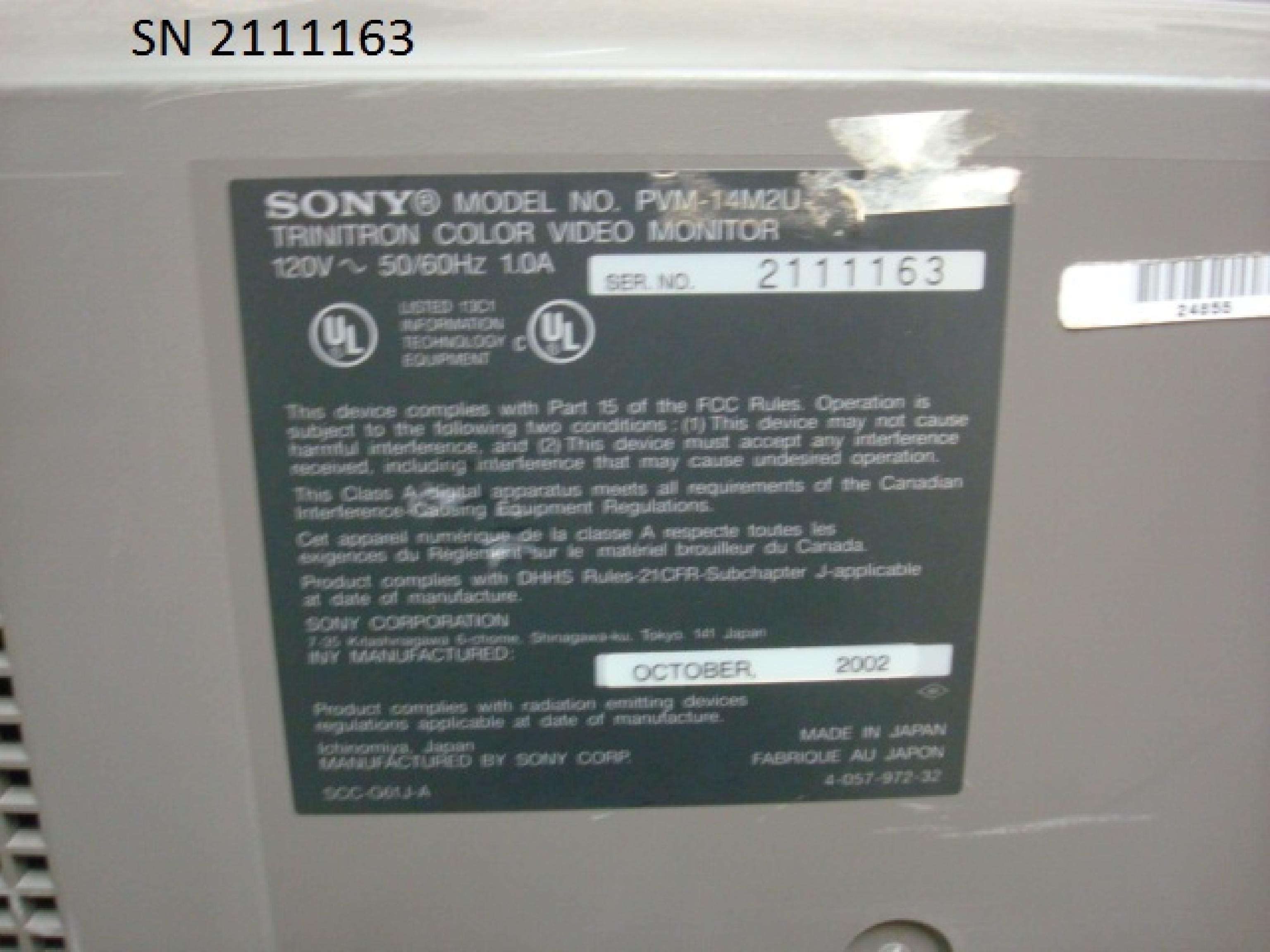 SONY PVM-14M2U COSMETIC DENT, TRINITRON MONITOR MULTIPLE INPUTS