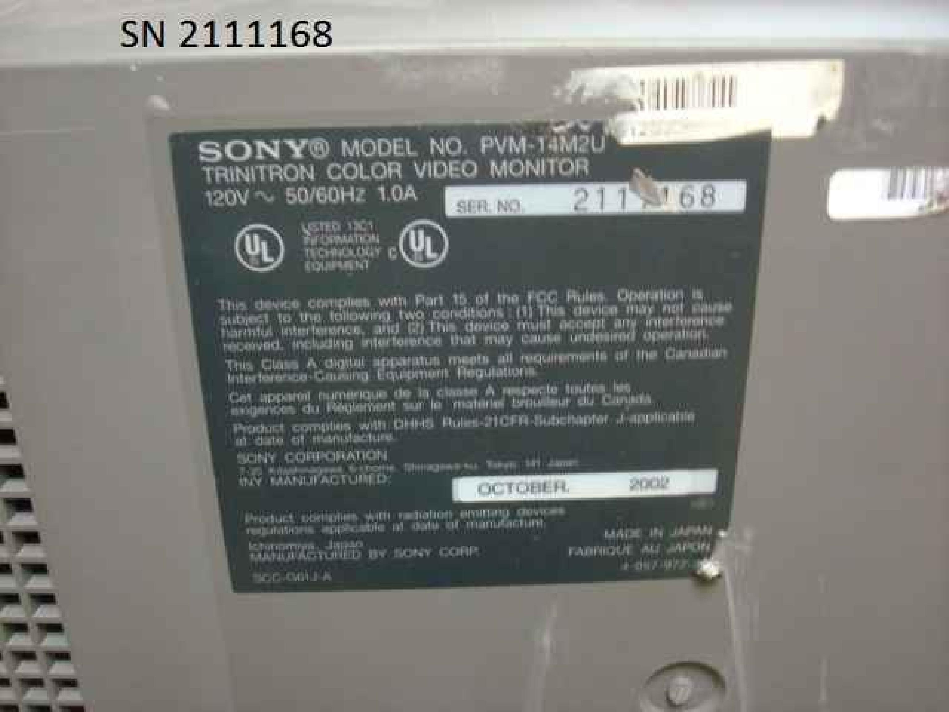 SONY PVM-14M2U COSMETIC DENT, TRINITRON MONITOR MULTIPLE INPUTS