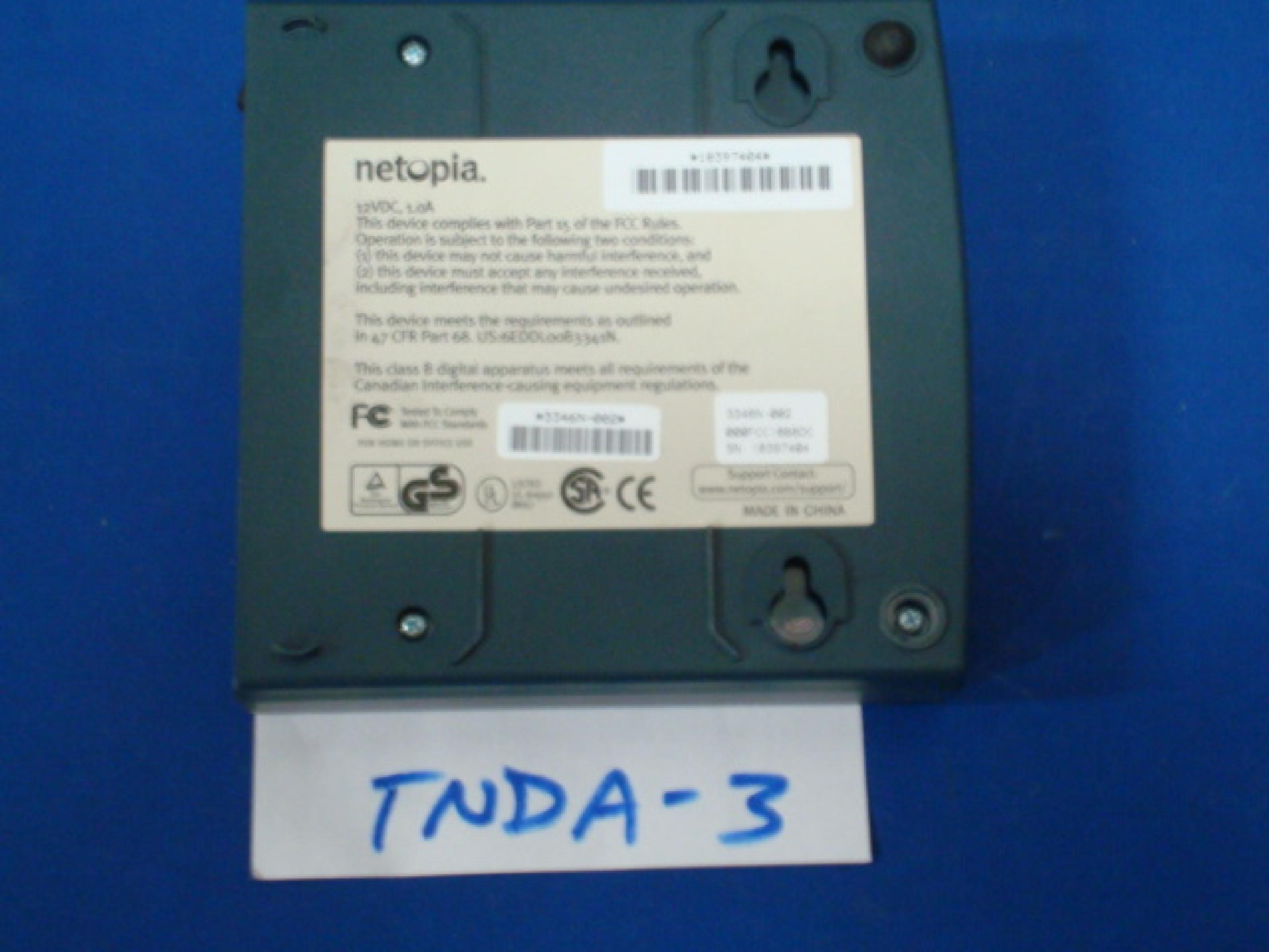 NETOPIA 3364N-002 DSL MODEM WITH 4 PORT ETHERNET LAN