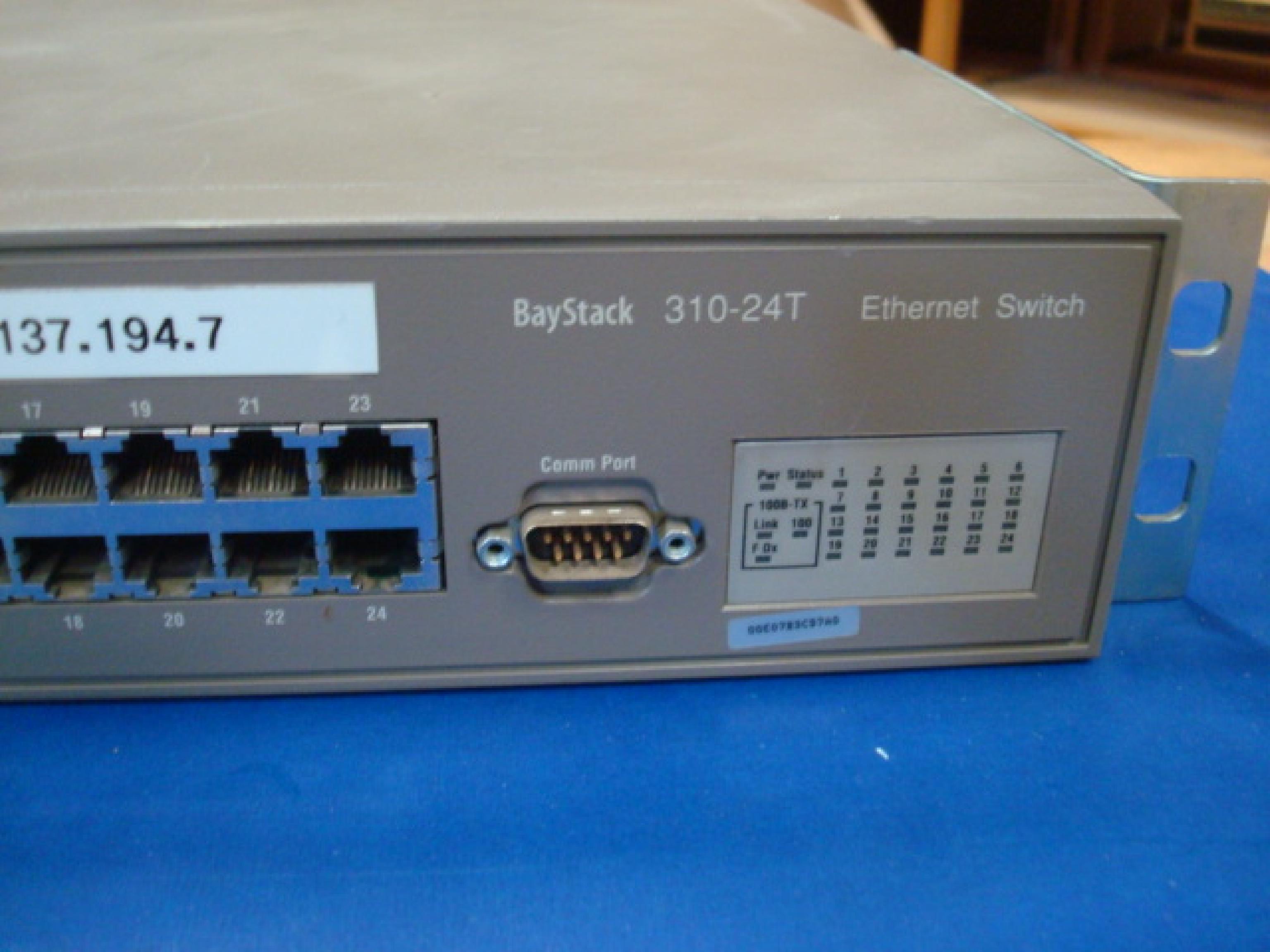 BAY NETWORKS / NORTEL 310-24T ETHERNET SWITCH 10BT 100BT 24PORTS