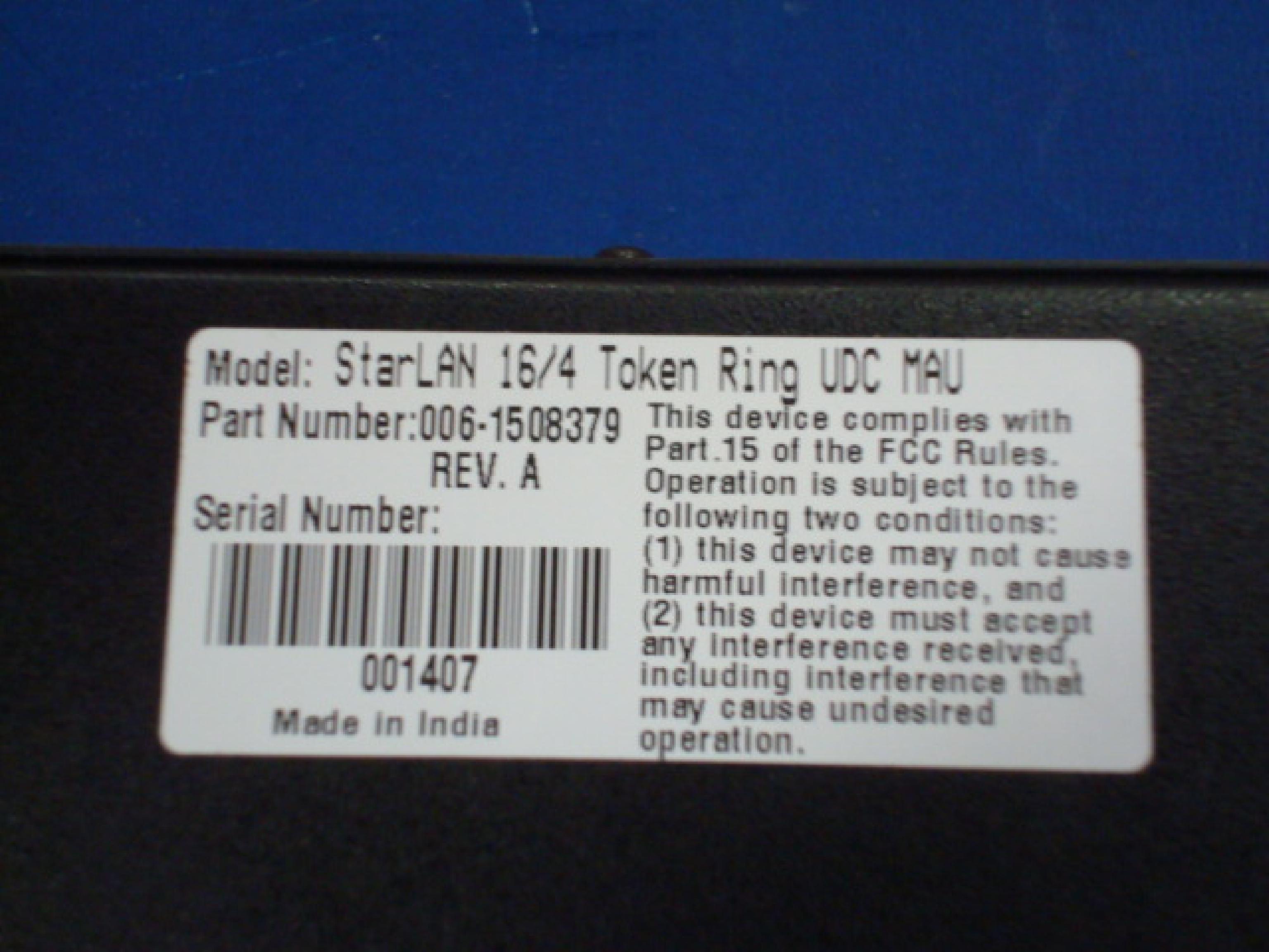 STARLAN 006-1508379 16/4 TOKEN RING UDC MAU 8PORTS NO EXTERNAL POWER REQUIRED