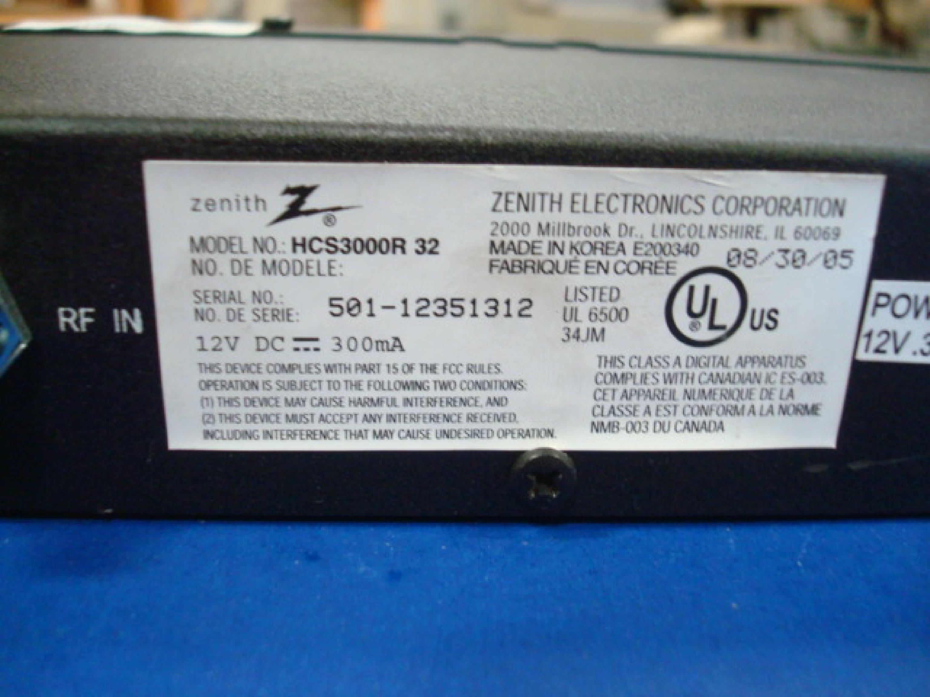 ZENITH DATA SYSTEMS HCS3000R 32 CONTROLLER INTERFACE WITH FORWARD RF IN AND REVERSE RF IN