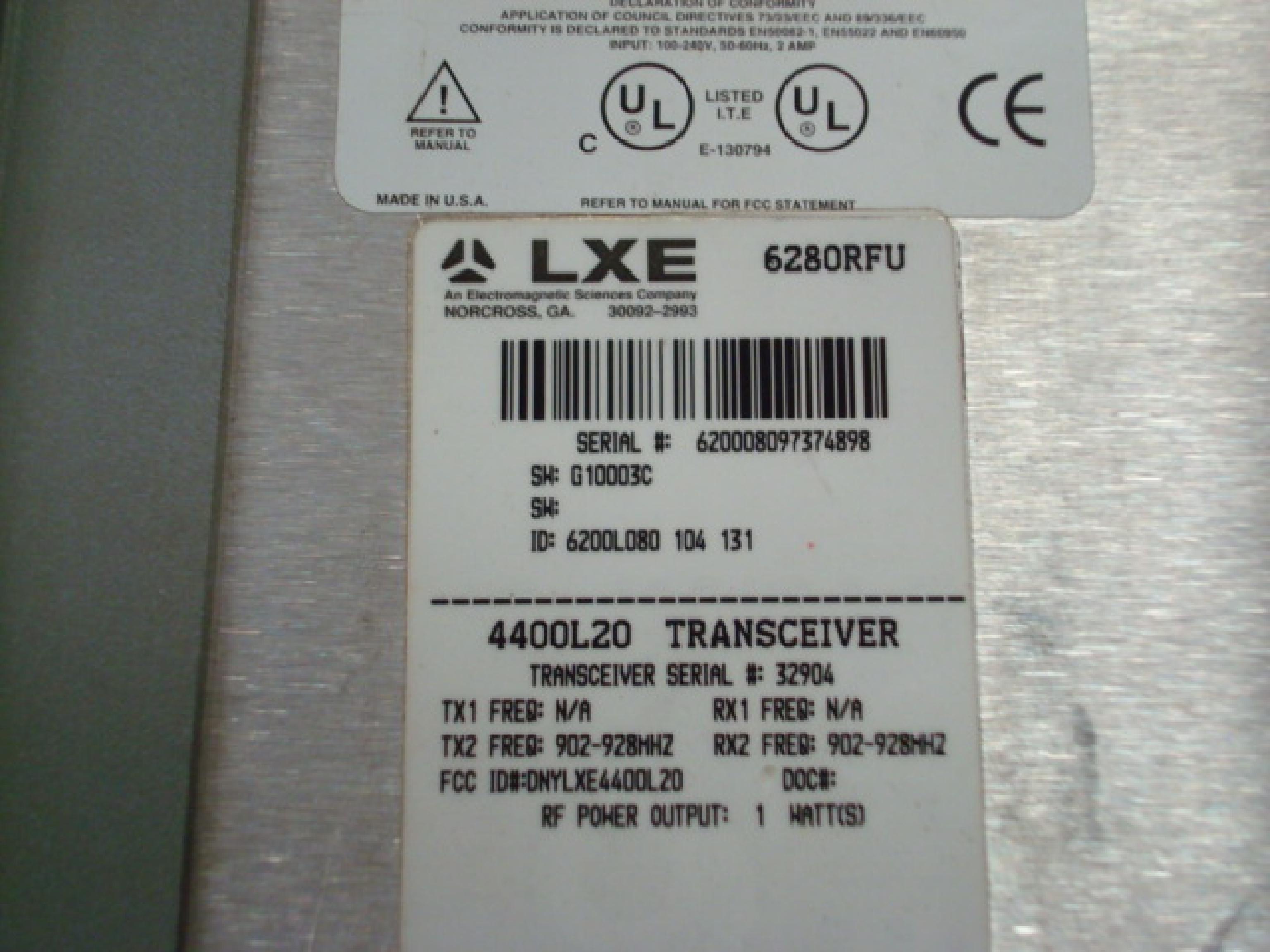 LXE 4400L20 TRANSCEIVER BASE STATION WITH AUI TPE THIN-NET AUX AND CONSOLE