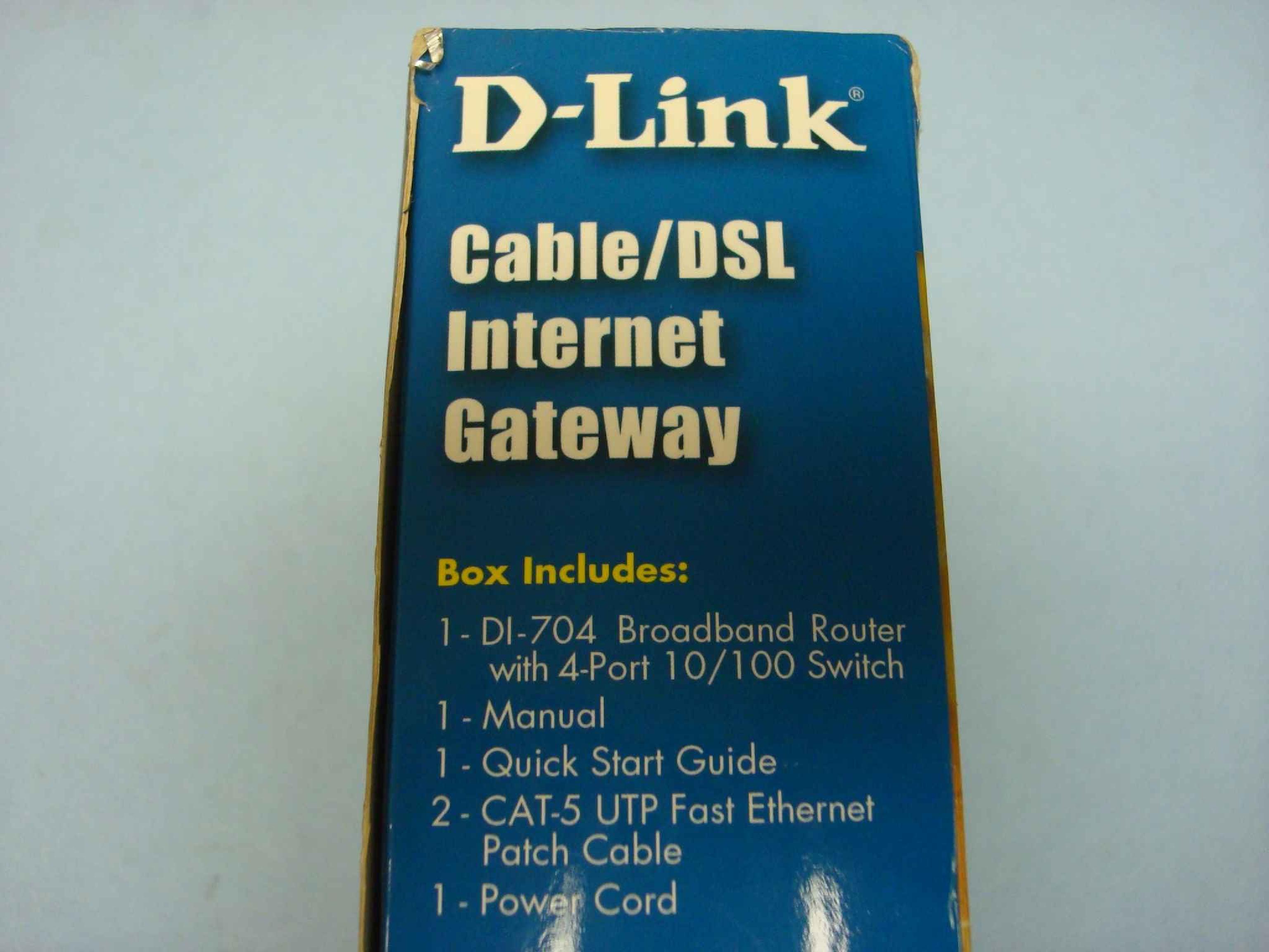 D-LINK SYSTEMS DI-704 OPEN BOX, WITH MANUAL AND AC ADAPTER, ETHERNET AND DIAL UP INTERNET ROUTER CABLE/DSL GATEWAY