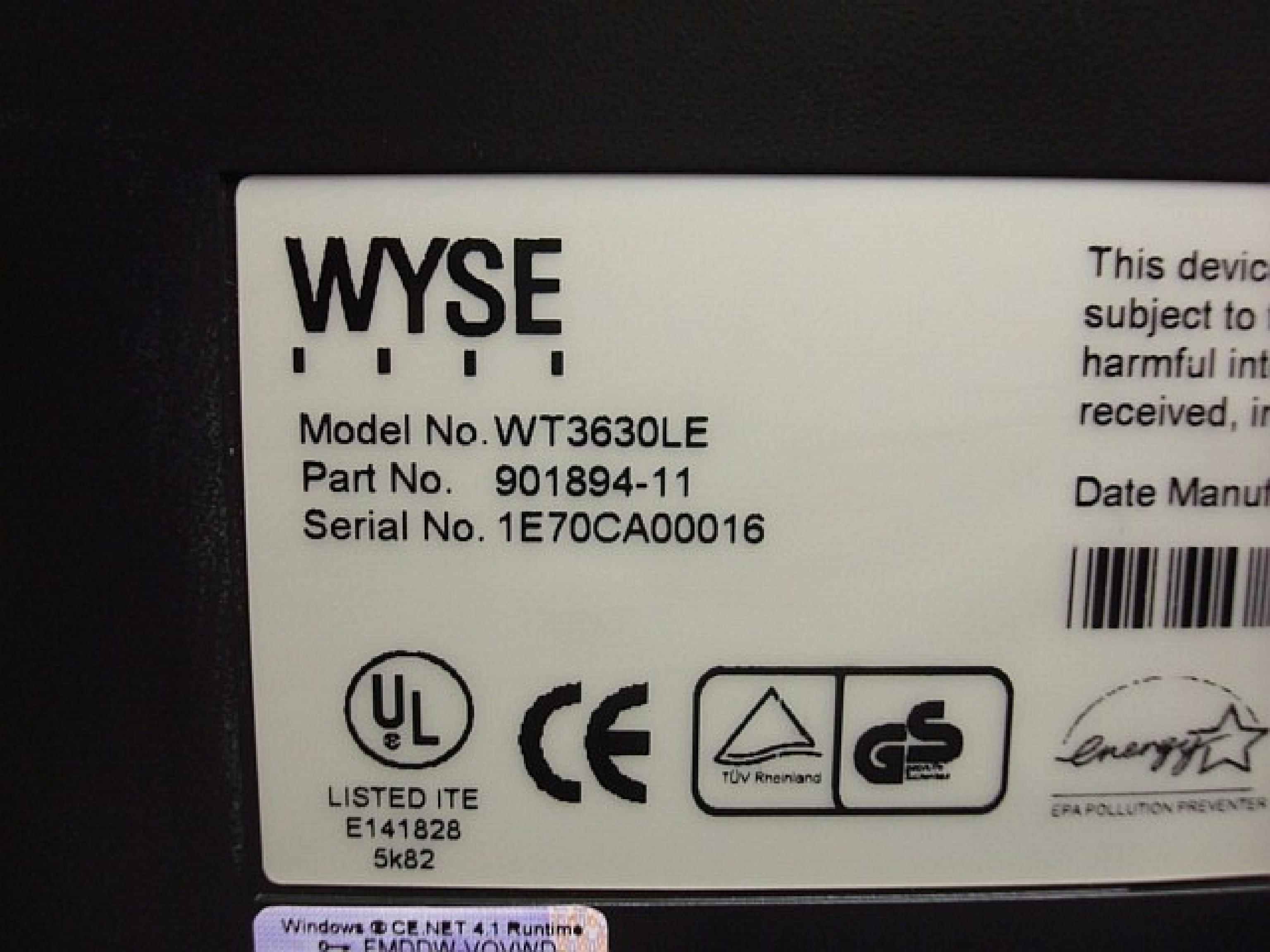 WYSE TECHNOLOGY 901894-11 GRADE C WINTERM 15 INCH COLOR LCD TERMINAL