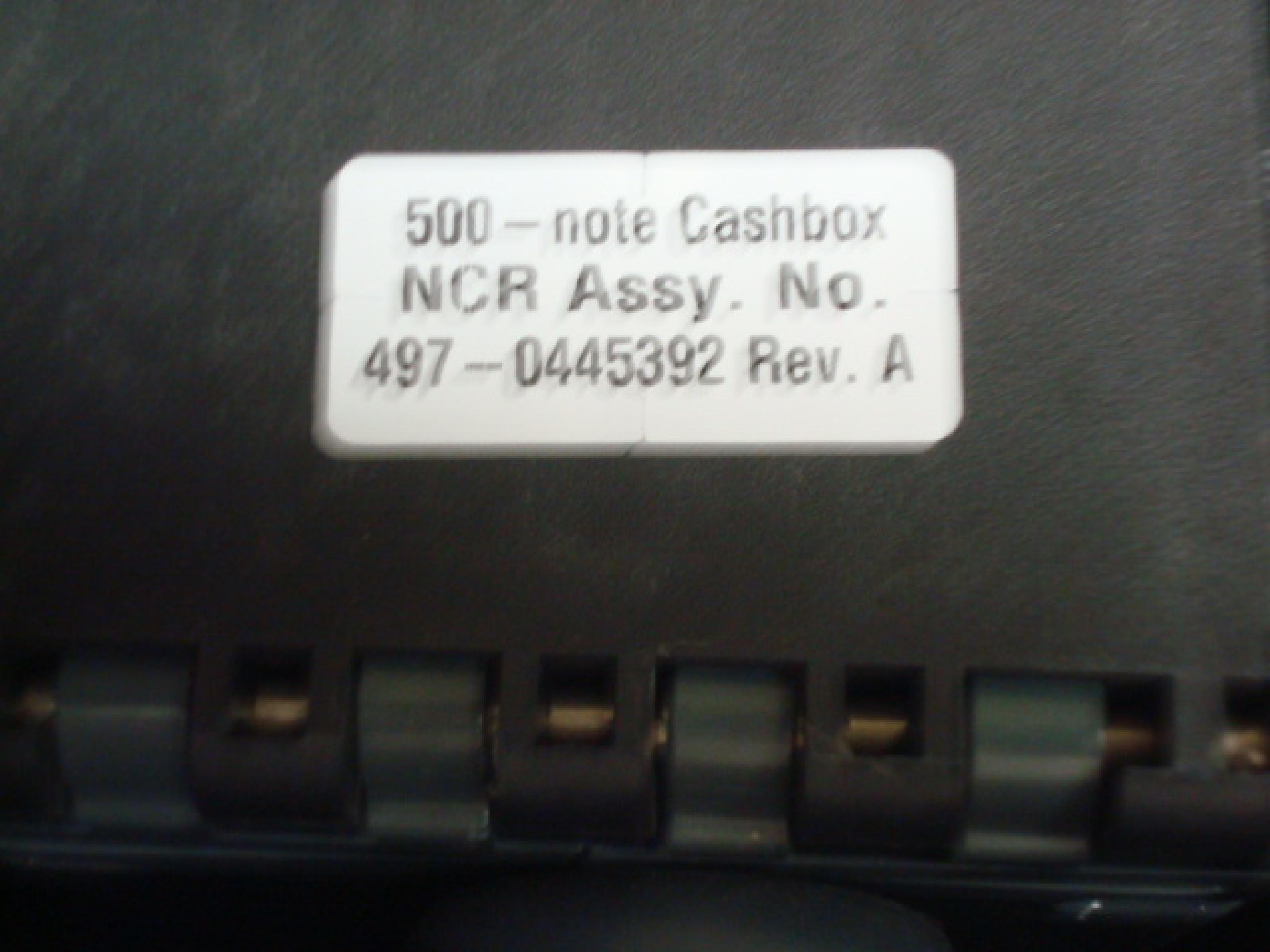 NCR 4970445392 CASHFLOW CASSETTE 500 NOTE CASHBOX WITH LATCH